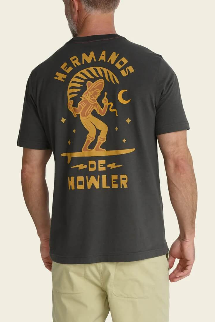 Howler Bros Serpiente Offerings T-Shirt in Antique Black back graphic