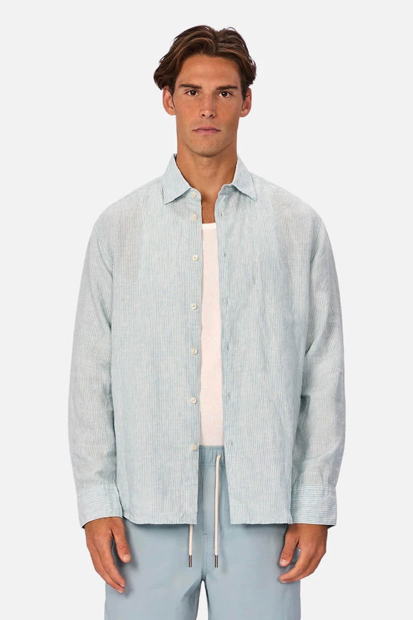 Industrie The Avignon Long Sleeve Shirt in Mint/Turquoise