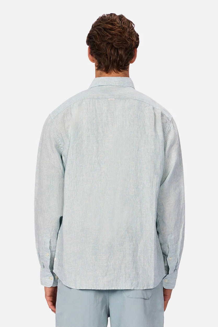 Industrie The Avignon Long Sleeve Shirt in Mint/Turquoise back fit