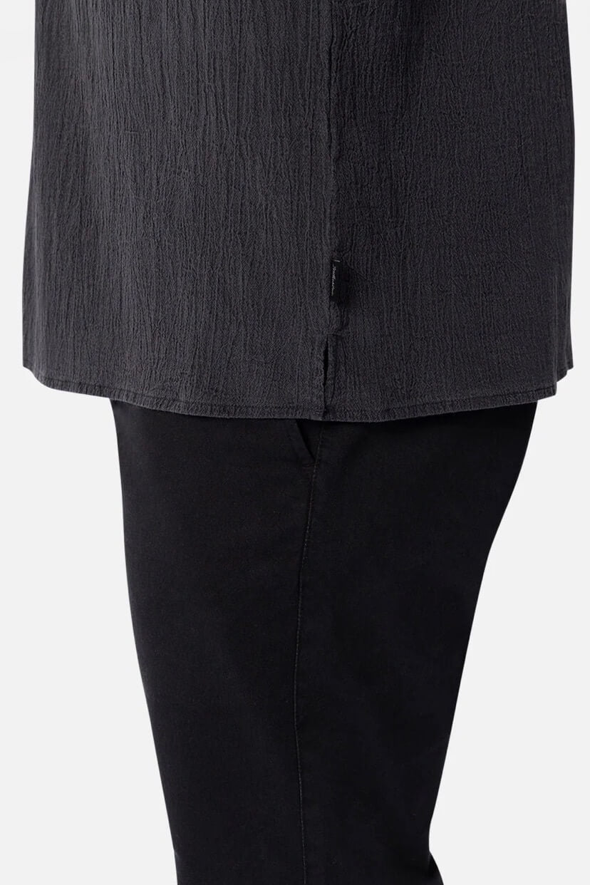 Industrie The Magna Short Sleeve Shirt in Onyx texture close up