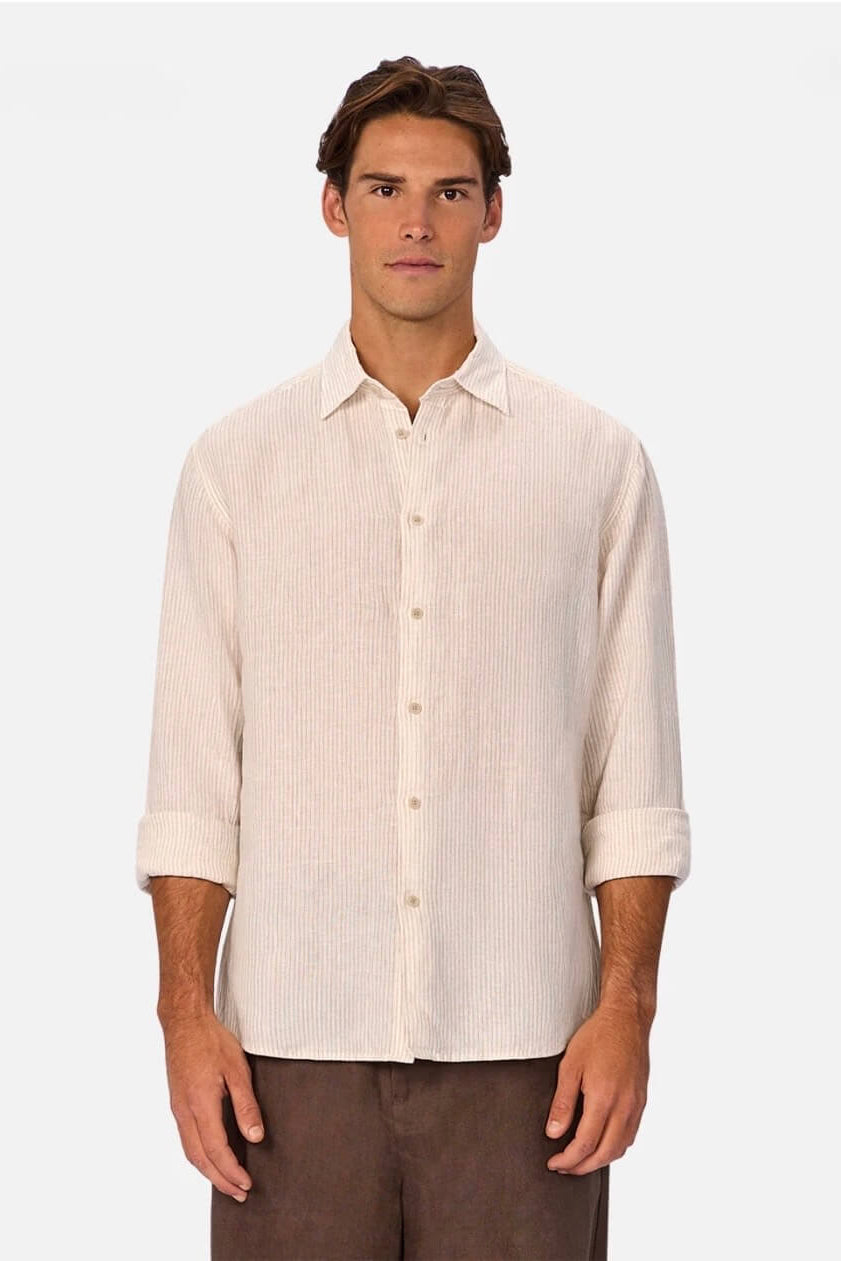 Industrie The Monaco Long Sleeve Shirt in Cream/Beige