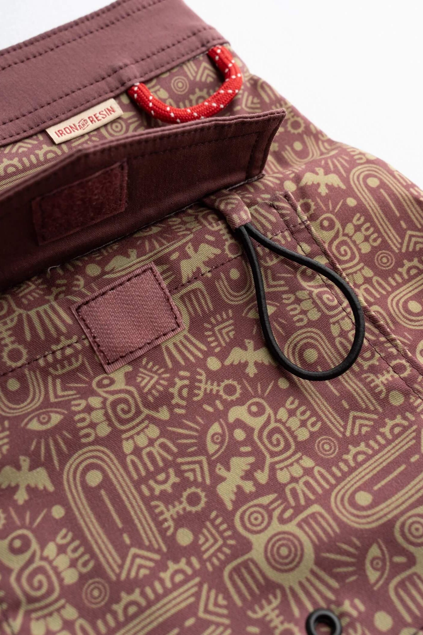 Close up to the Aztec Boardshort in Beige