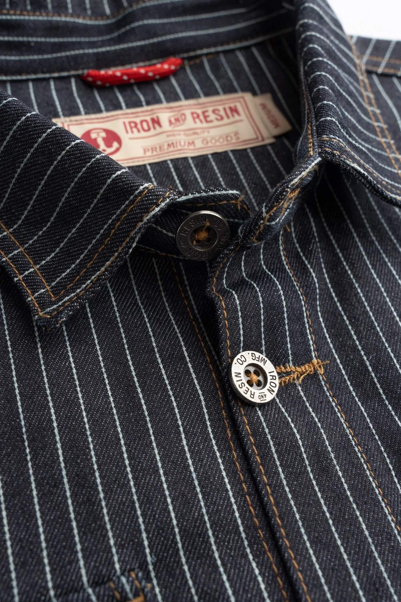 Iron & Resin Dogtown Shirt in Darkwash close up