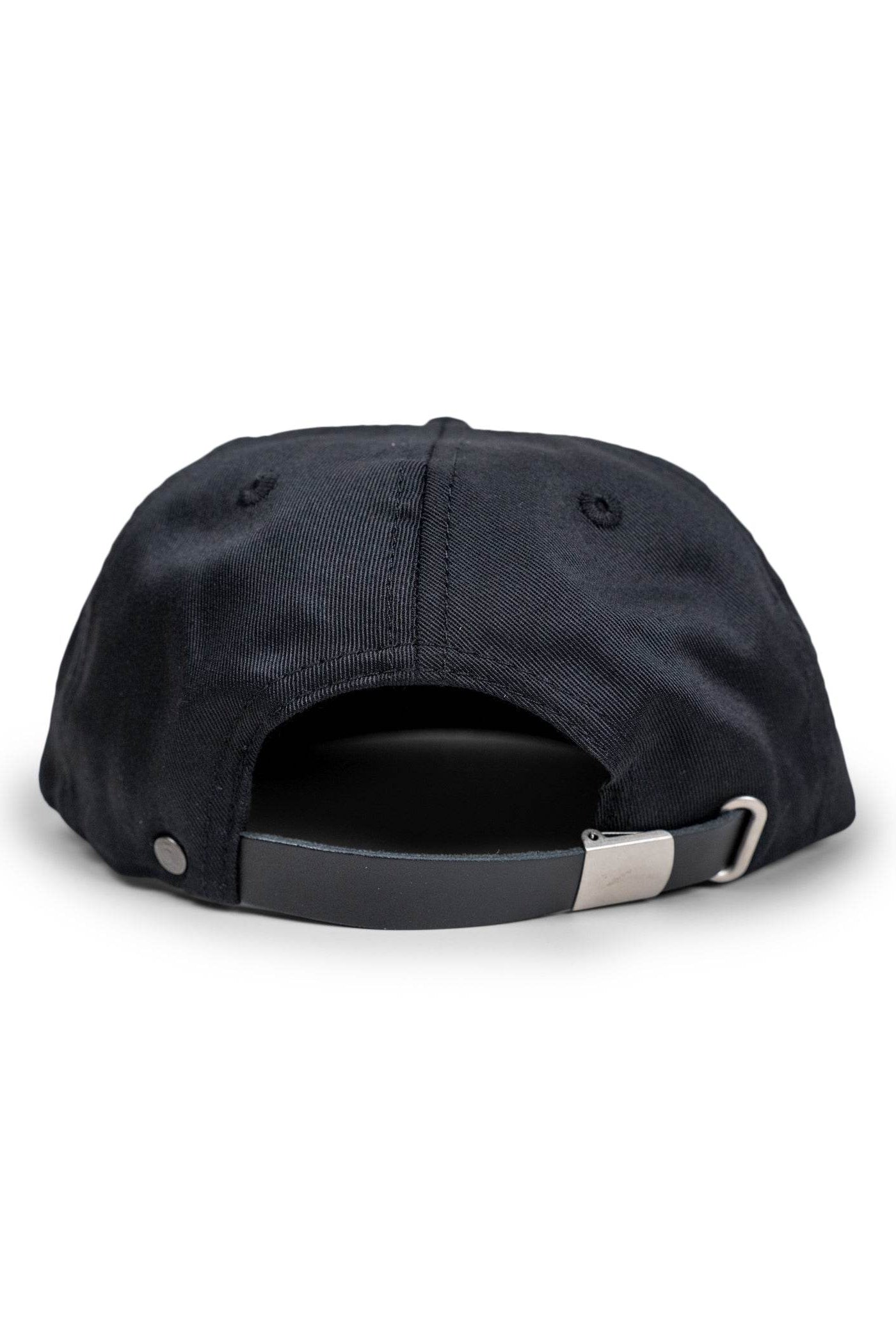 Black Mama Tried cap with a silver buckle on a white background