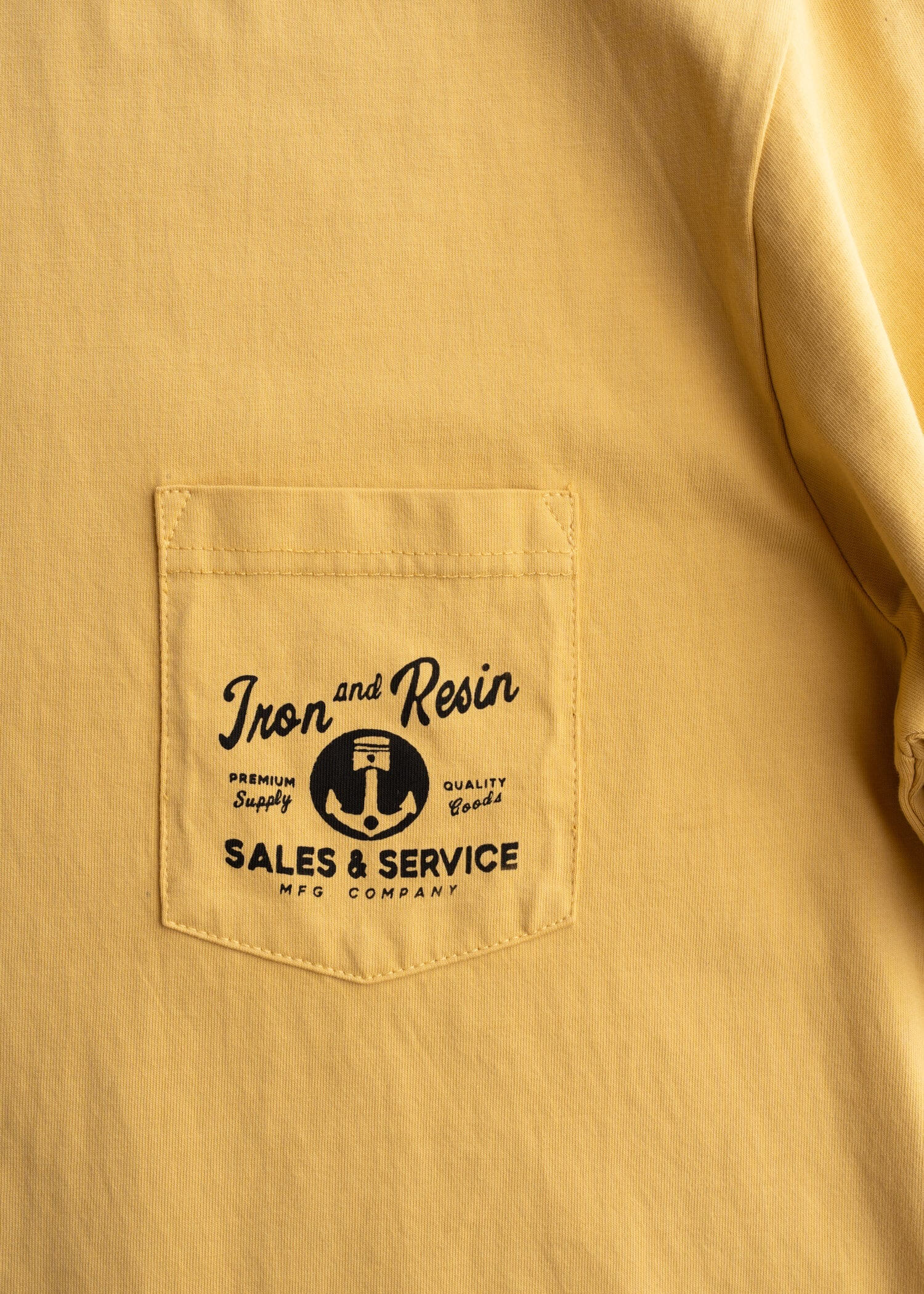 Iron & Resin Old Cowboy Pocket Tee in Gold front pocket