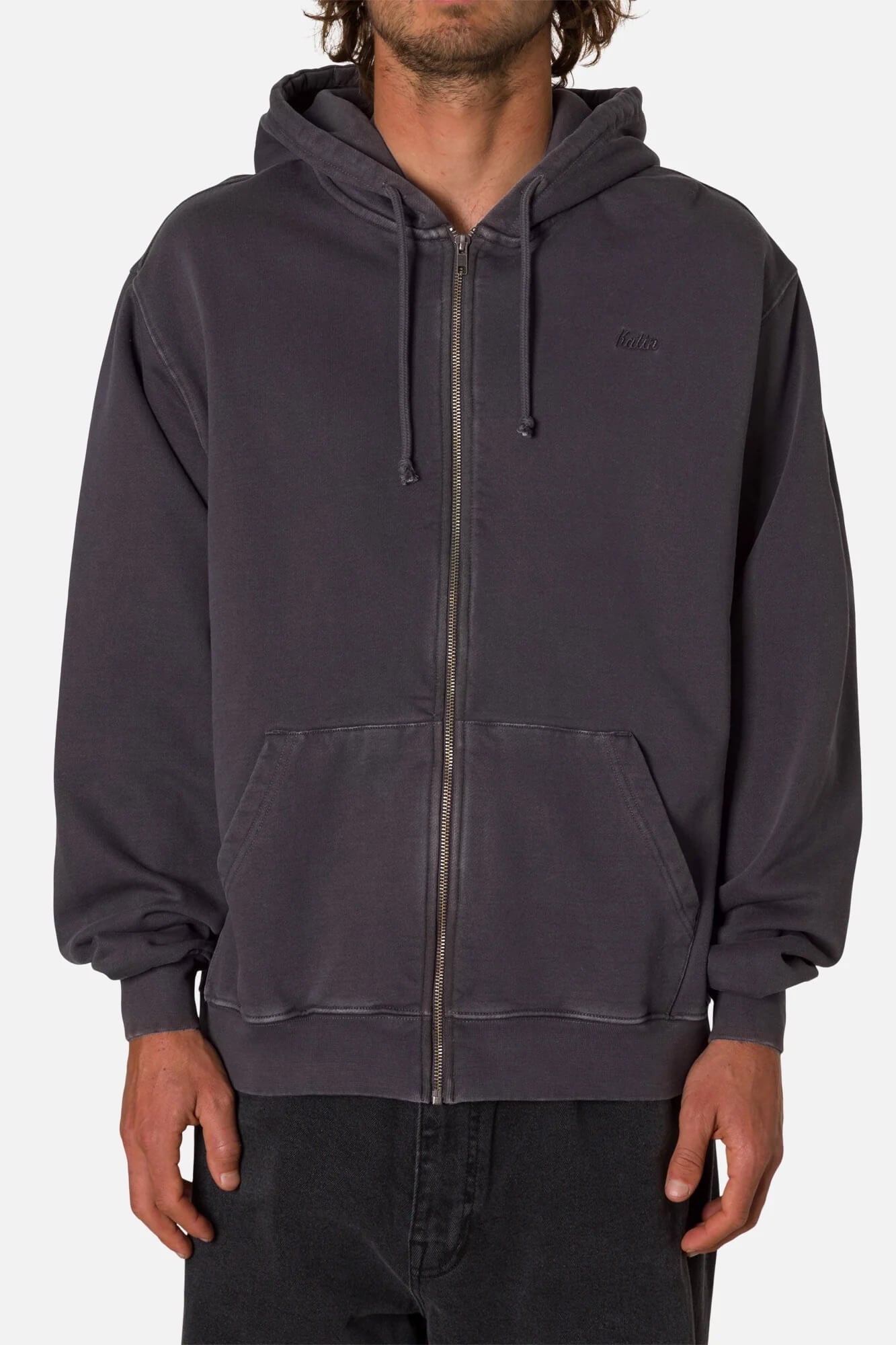 Katin EMBROIDERED FULL ZIP HOODIE in Sea Storm