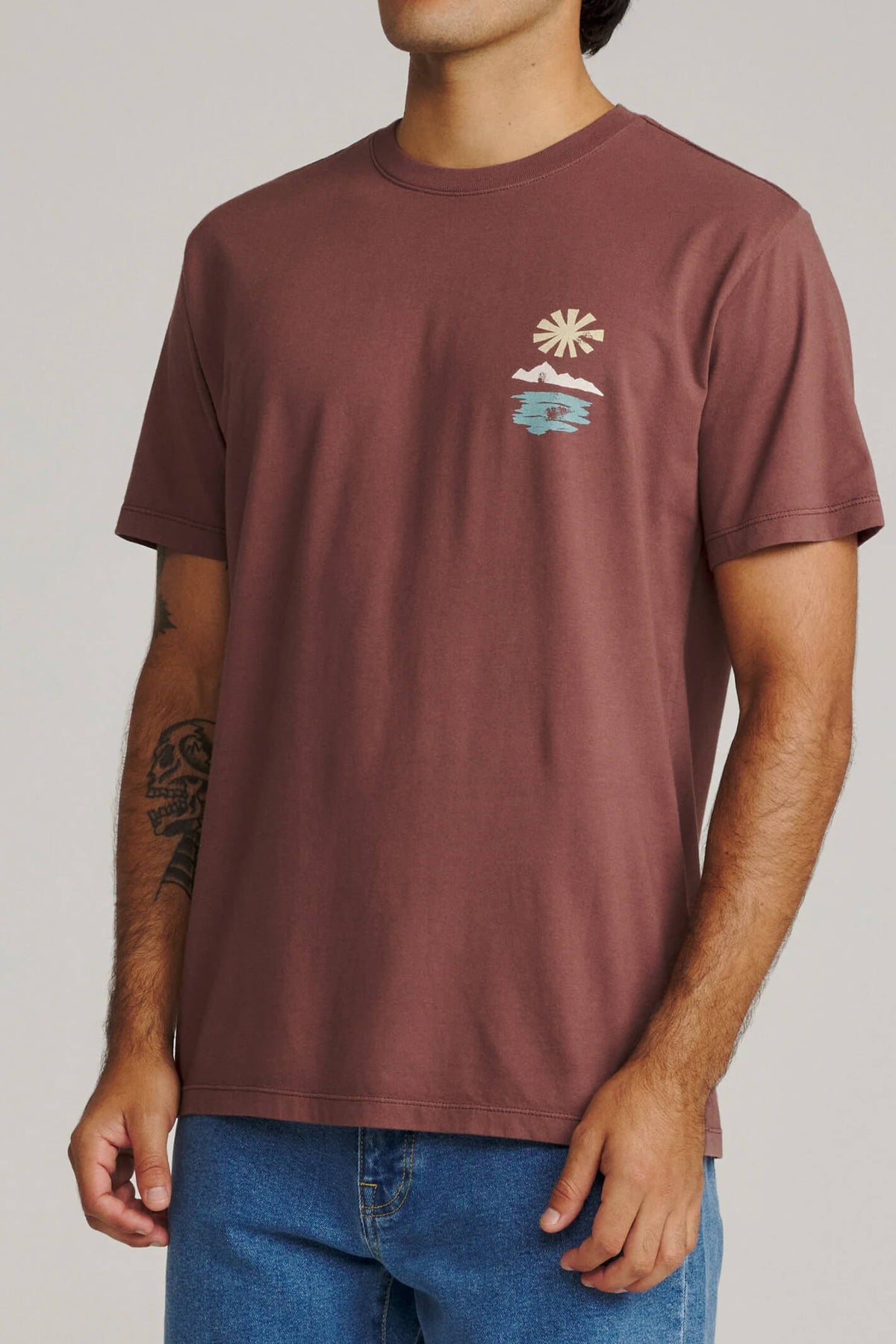 Katin Cascade Tee featuring vintage outdoor-inspired graphic artwork, a classic crew neckline, short sleeves, and a standard-fit silhouette.