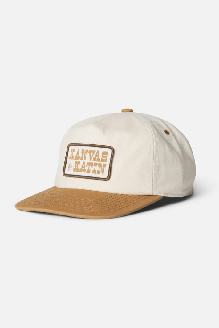 Katin Field Hat featuring a cotton canvas construction, custom Kanvas by Katin patch, low-profile five-panel crown, flat brim, and adjustable snapback closure.