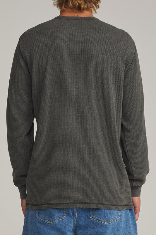 Katin Mesa Thermal men's waffle-knit henley shirt with three-button neckline and straight hem.
