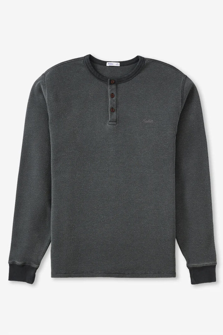 Katin Mesa Thermal men's waffle-knit henley shirt with three-button neckline and straight hem.