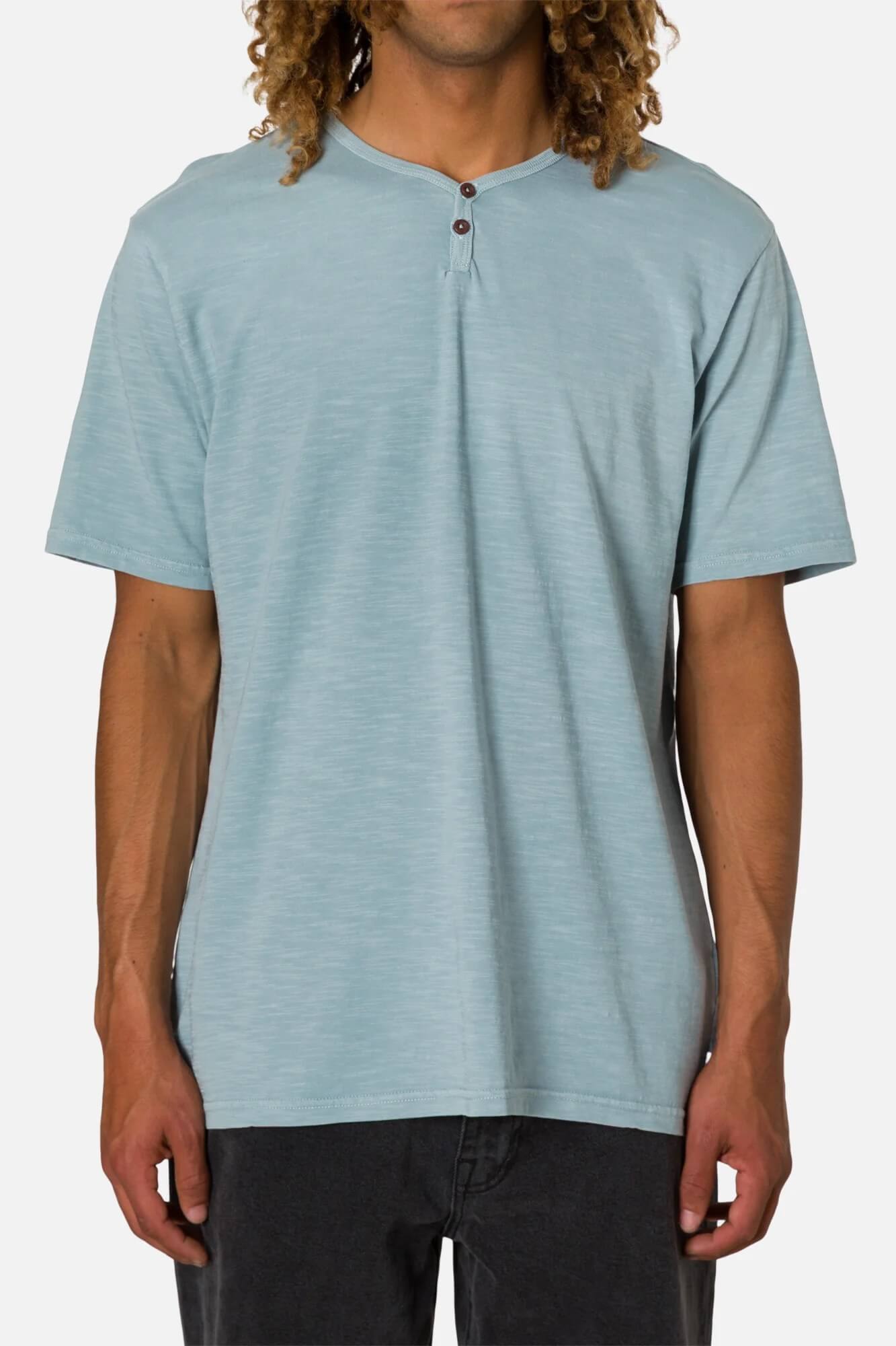Katin Folk Henley Tee in Airforce Blue front fit