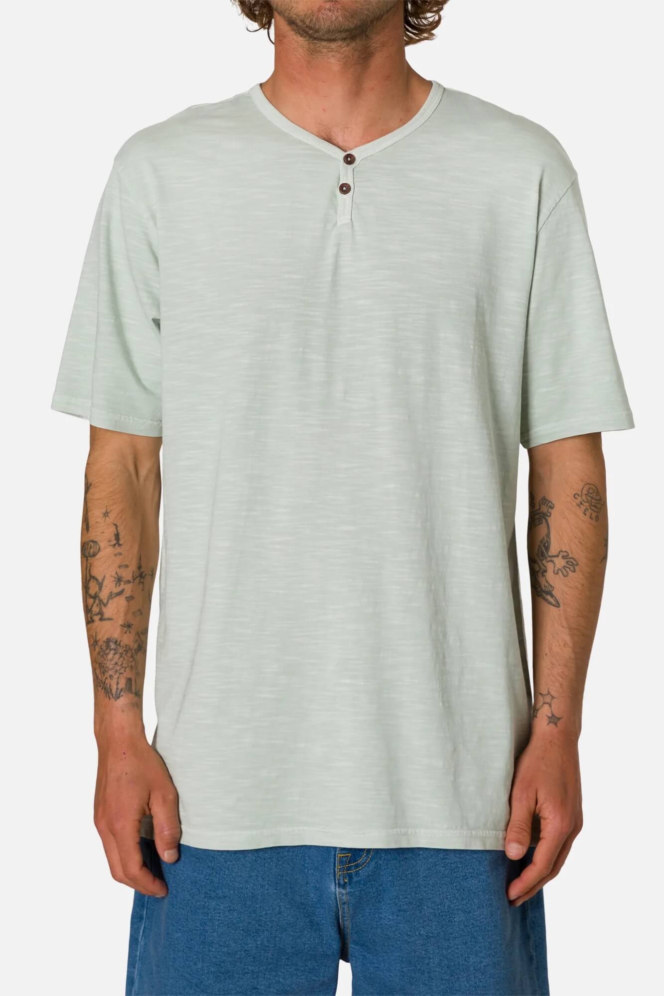 Katin Folk Henley Tee in Sea Foam