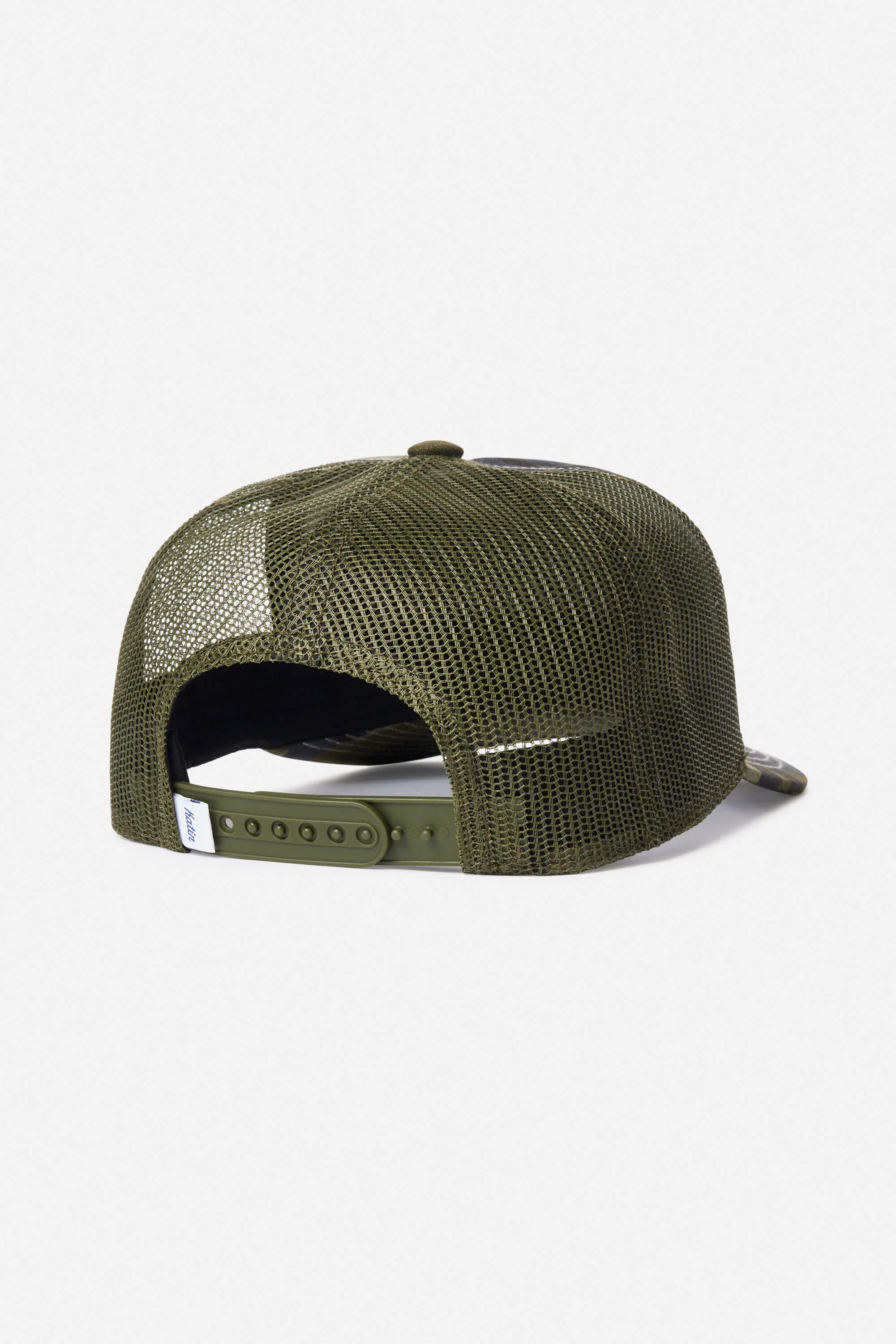 Katin Good Times Trucker Hat in Camo shown from the back, set against a plain white background.