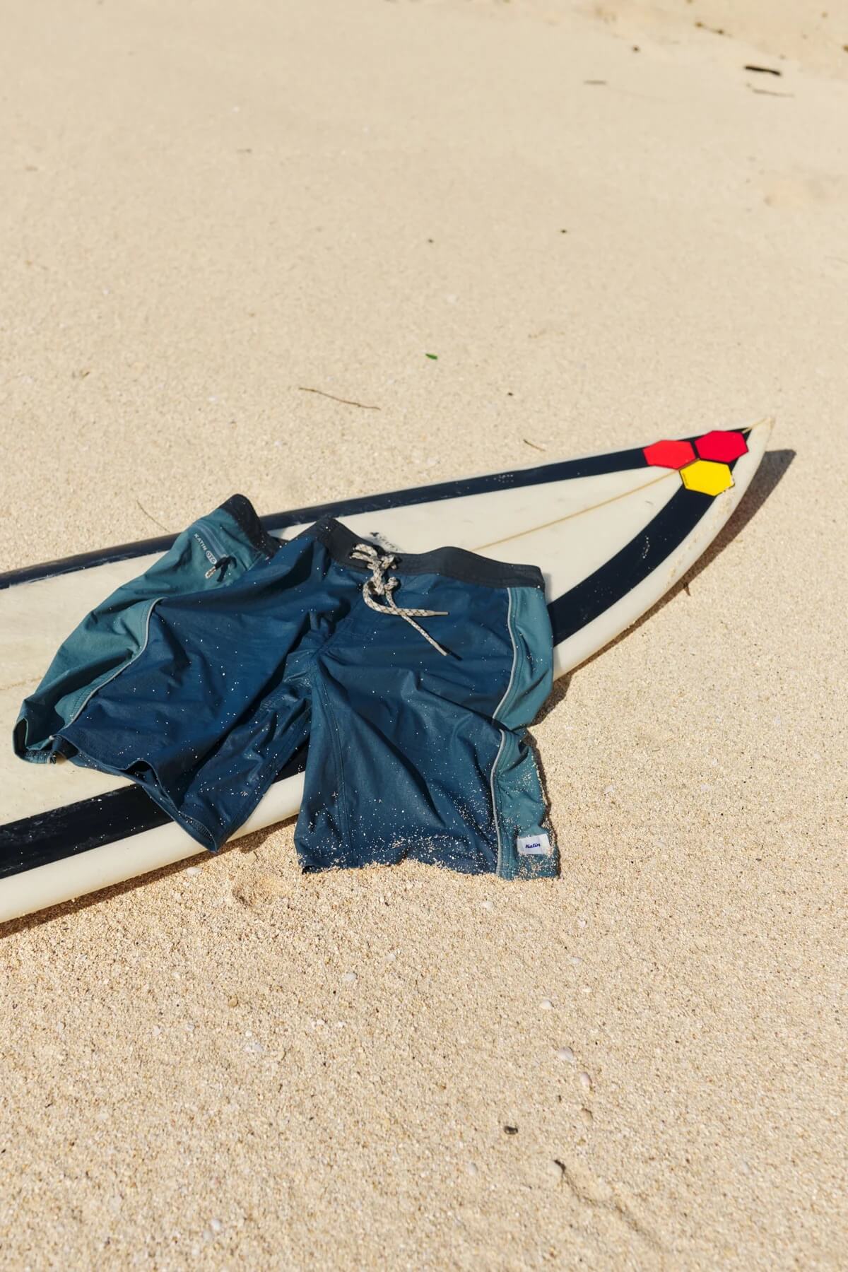 Katin OTG Archer Surf Trunk in Stargazer on a sandy surface 