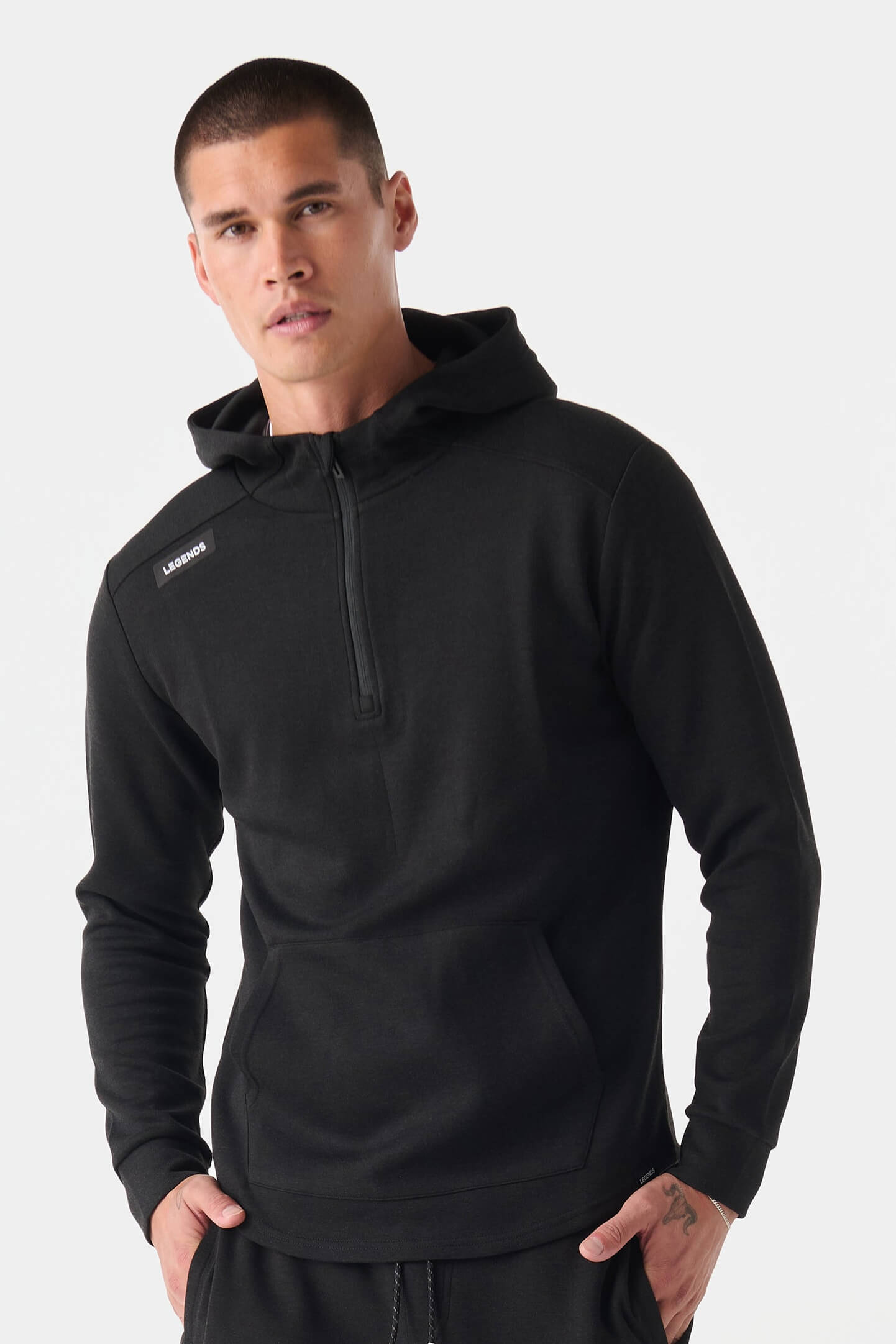 Legends Hawthorne Tech Quarter Zip Hoodie with slim fit, hood and quarter-zip neckline