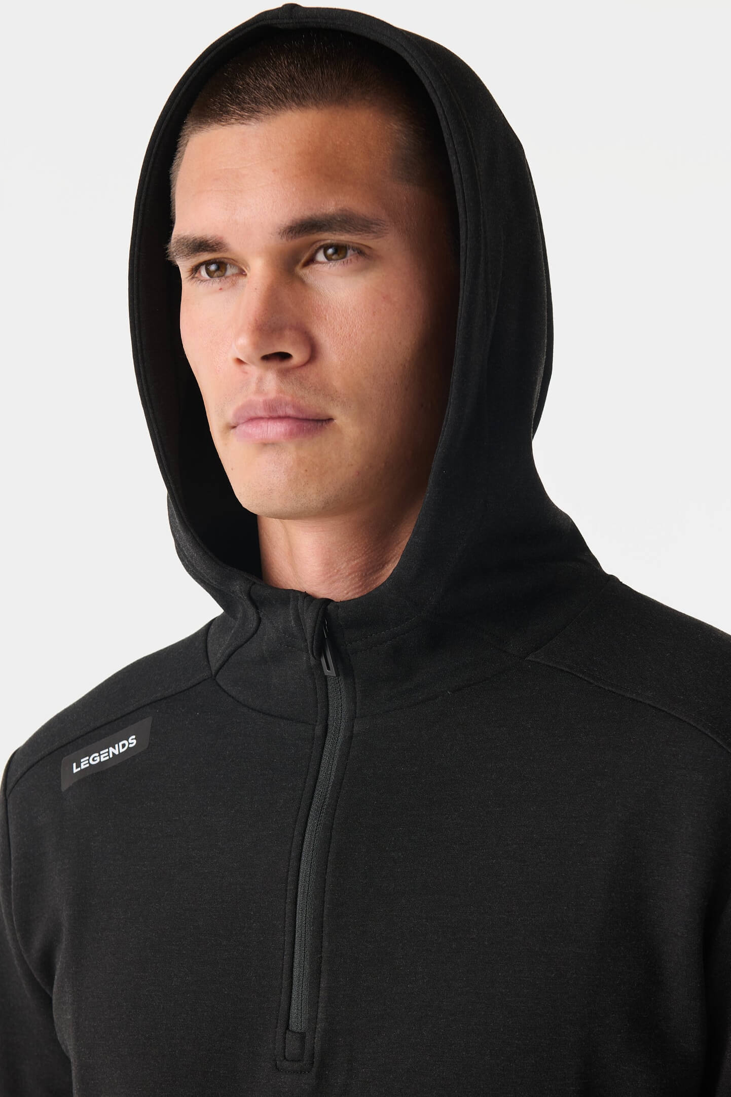 Legends Hawthorne Tech Quarter Zip Hoodie with slim fit, hood and quarter-zip neckline