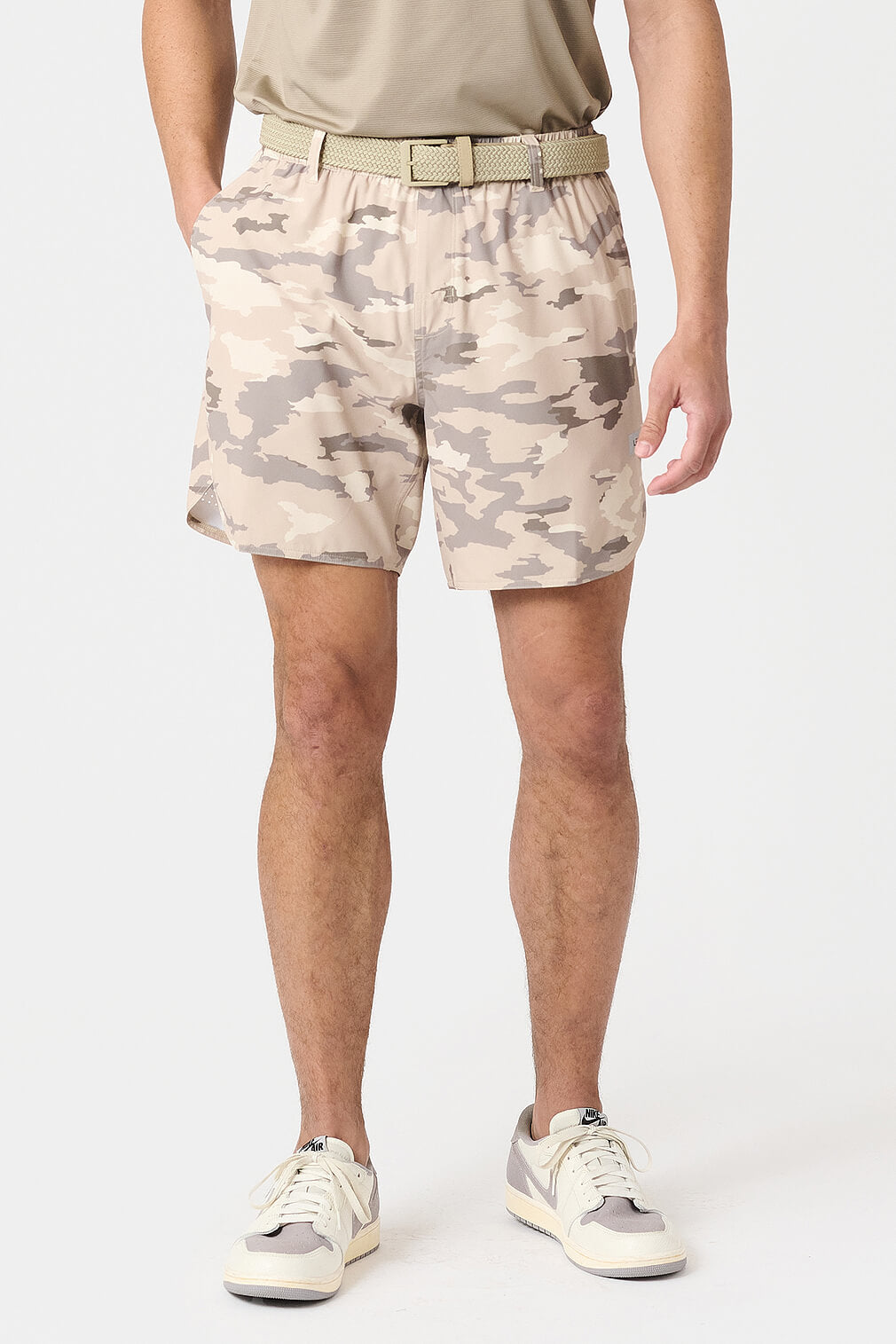 Legends Luka Golf Short in River Rock Camo with 7-inch inseam and built-in liner