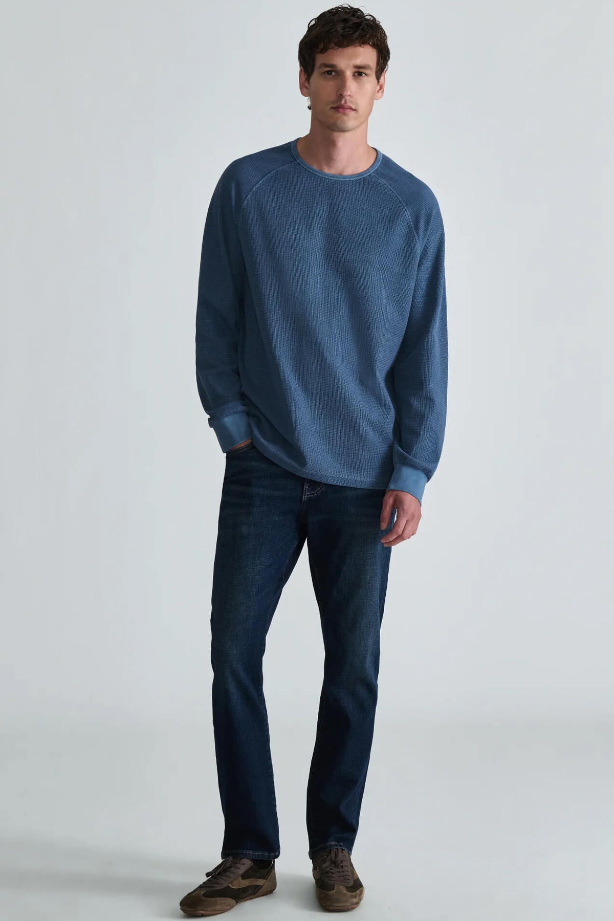 Mavi Interlock Raglan Long Sleeve T-Shirt men's regular-fit tee with raglan sleeves, ribbed trim, and soft interlock construction.