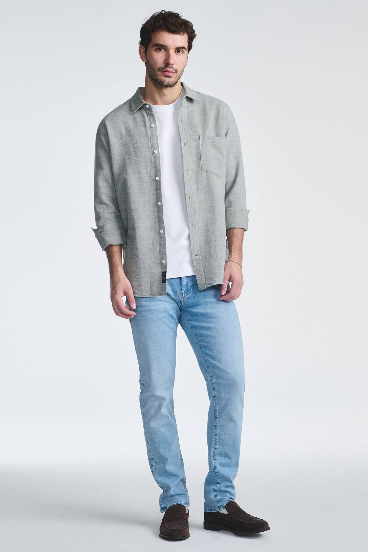 Mavi Marcus Slim Straight in aqua feather blue