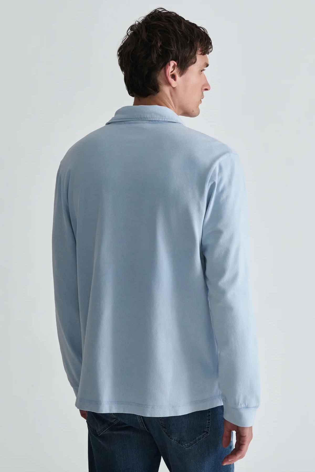 Mavi Acid Wash Long Sleeve Polo T-Shirt men's regular-fit cotton polo with long sleeves and lived-in acid-washed finish