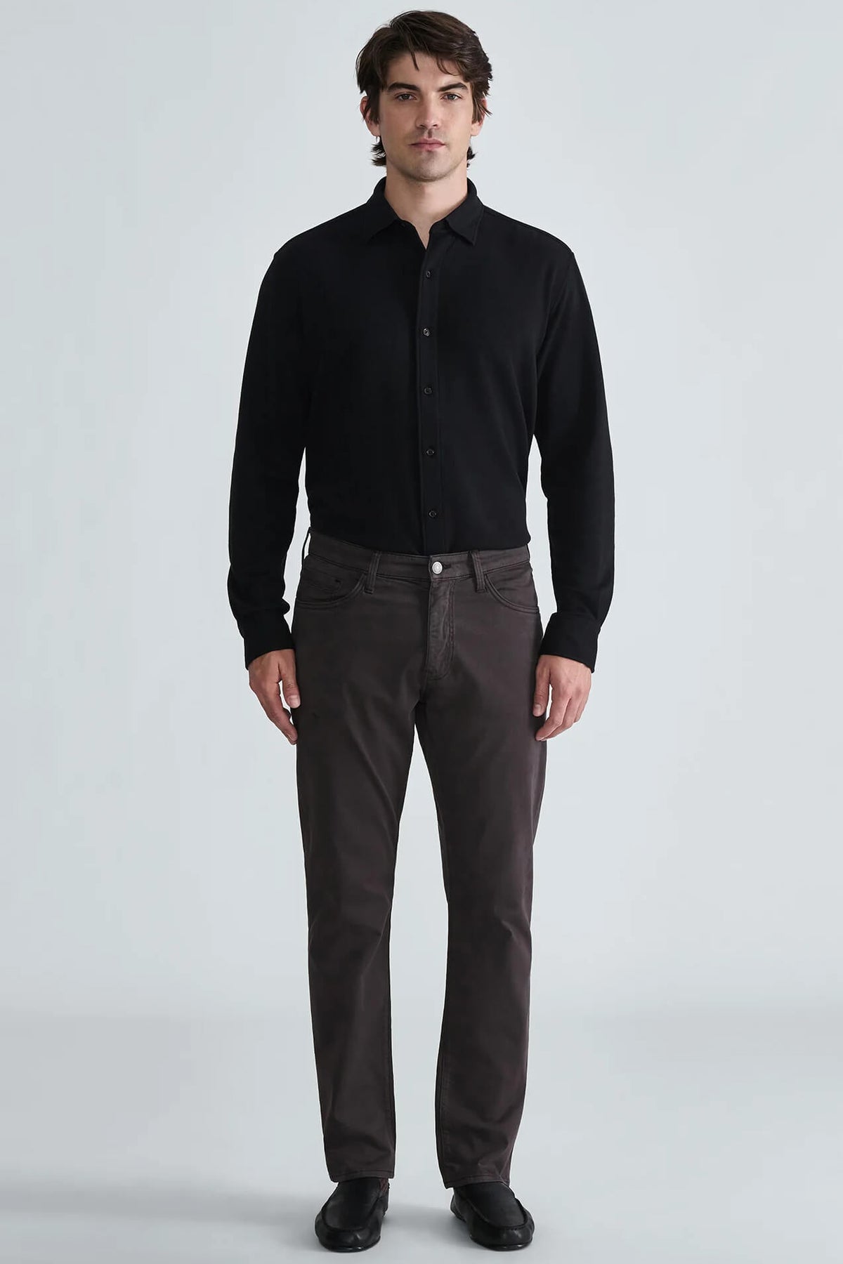 Mavi Zach Straight Leg Pants men's regular-rise twill pants with classic fit through the hip and thigh, soft peached texture, and straight-leg silhouette.