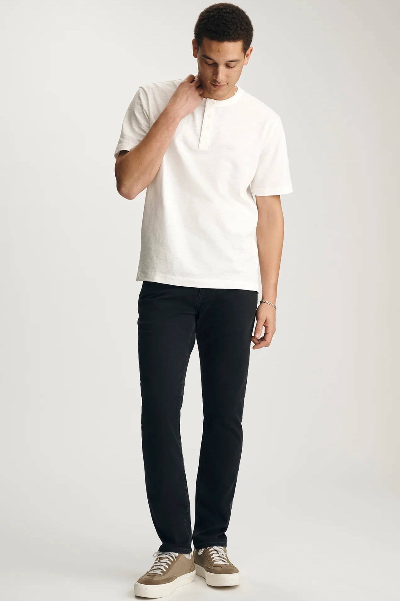 Mavi Buttoned Short Sleeve Tee in Antique White  outfit