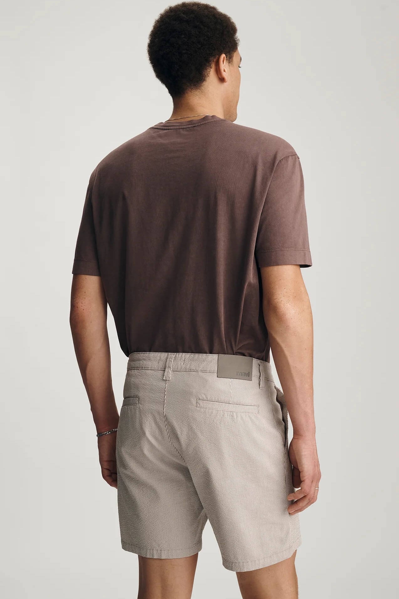 Nate 7" Inseam chino Short in Sand Seersucker by Mavi back