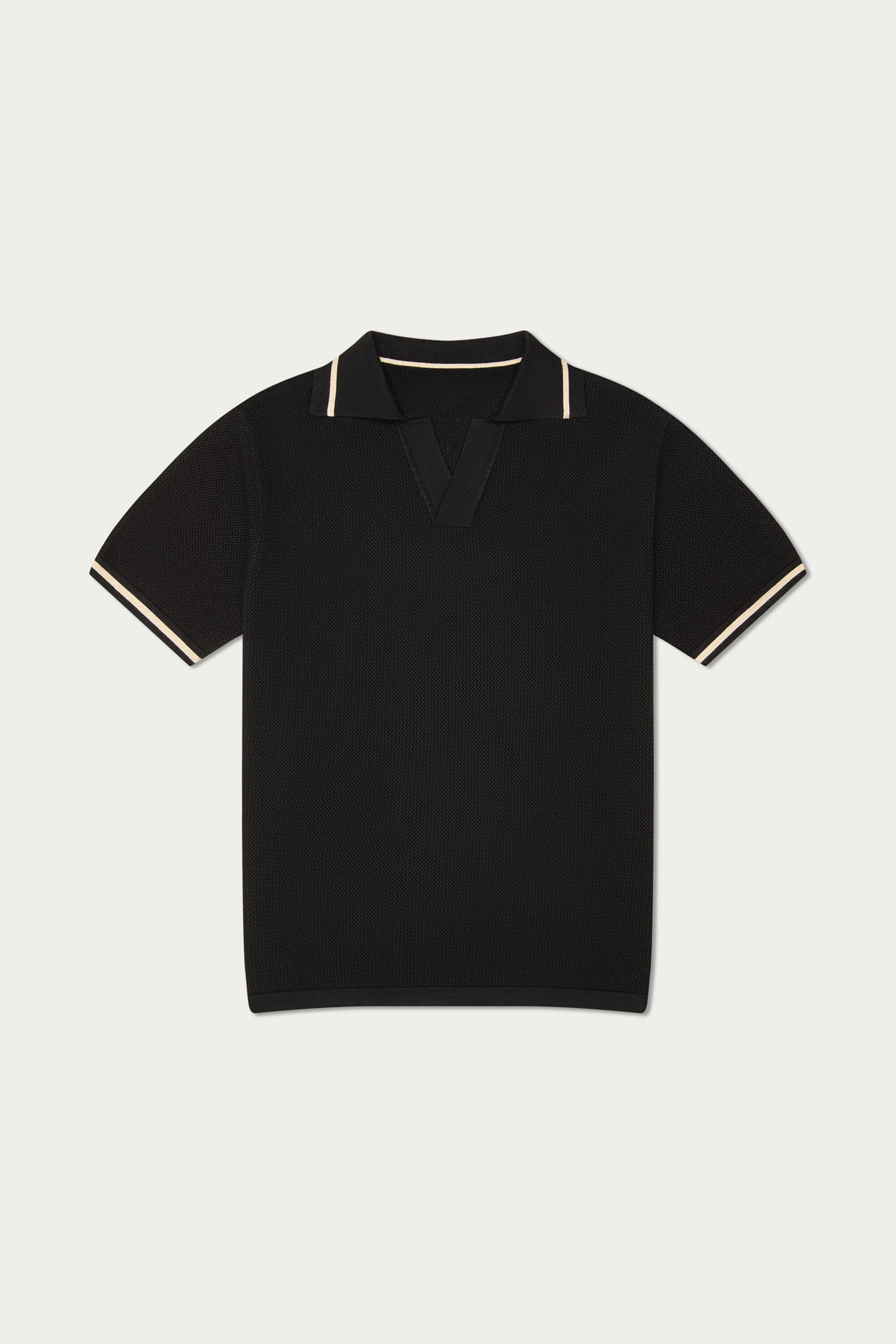 Mavrans Black Crochet Polo