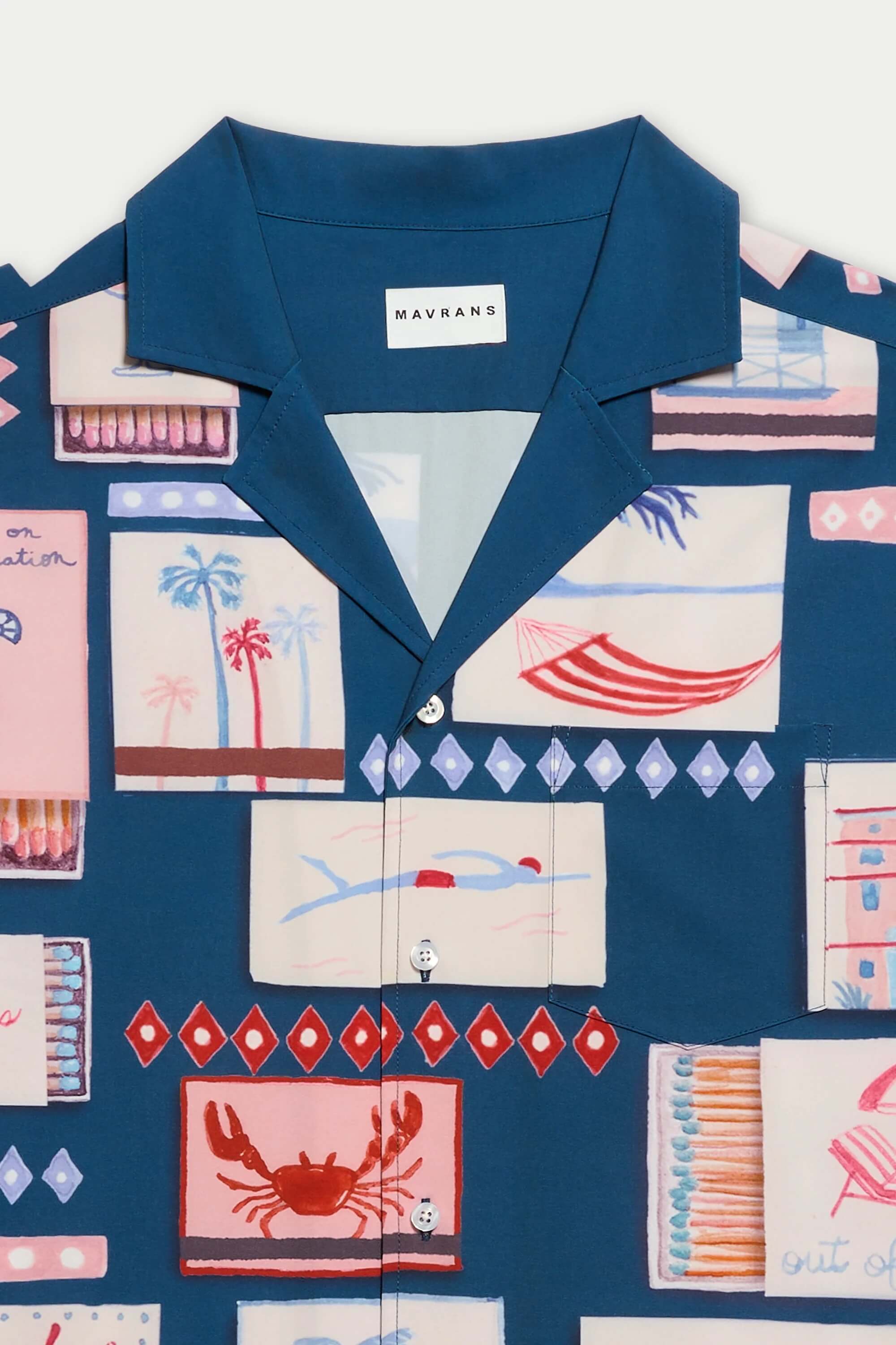 Mavrans Match Box Weekend Shirt in Blue close up