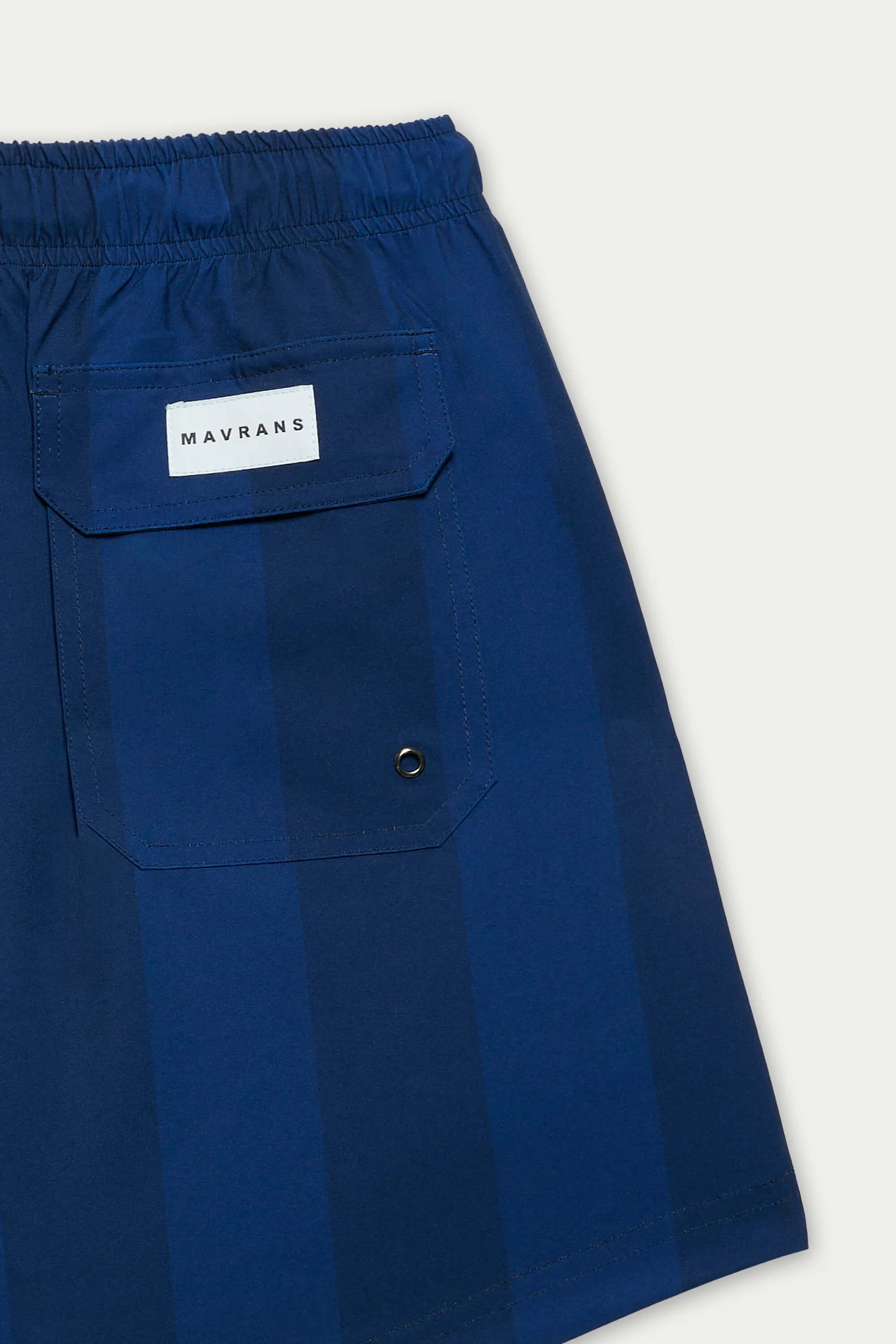Close-up of a pair of Mavrans Navy Tonal Cabana Swim Short