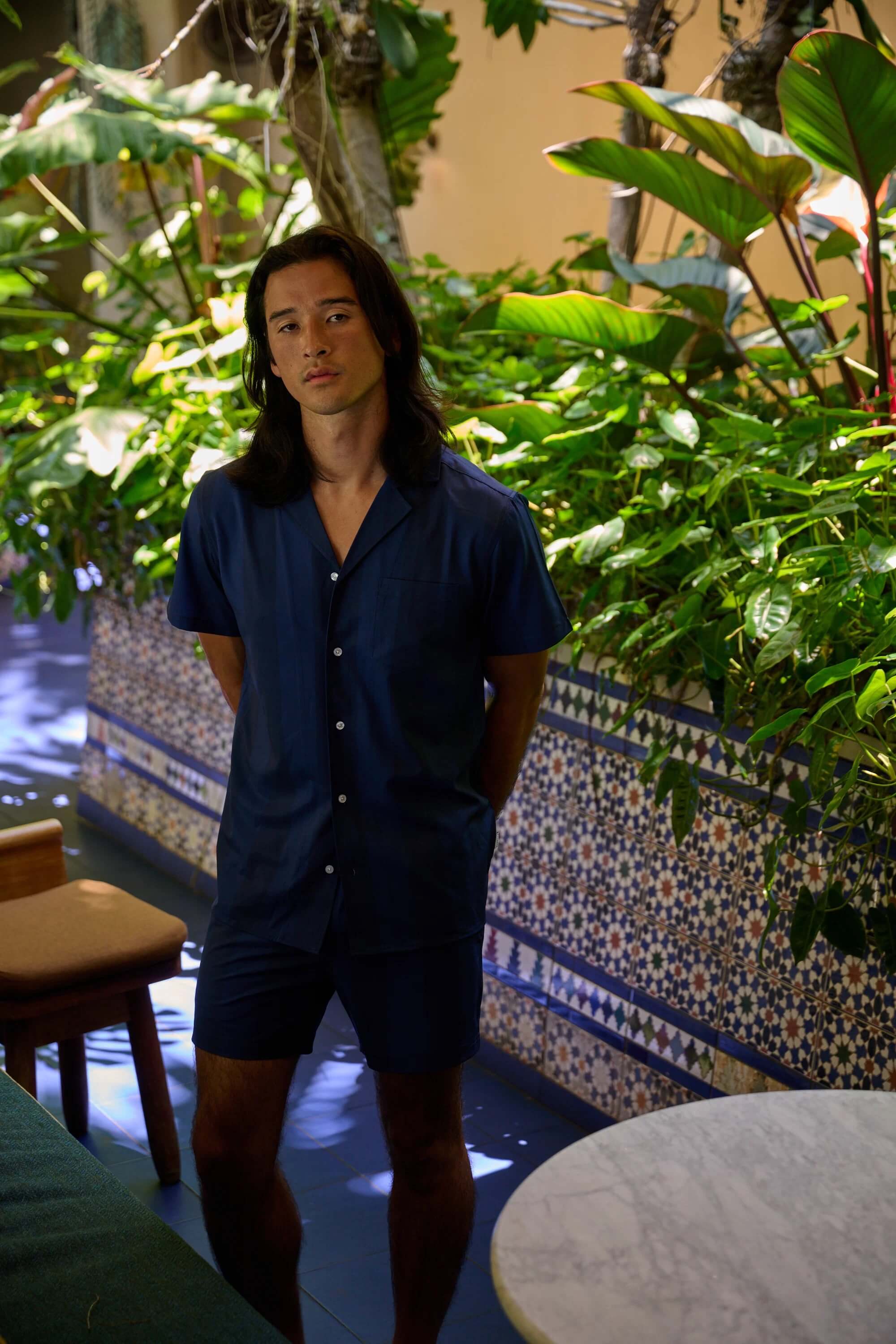 Mavrans Navy Tonal Cabana Weekend Shirt
