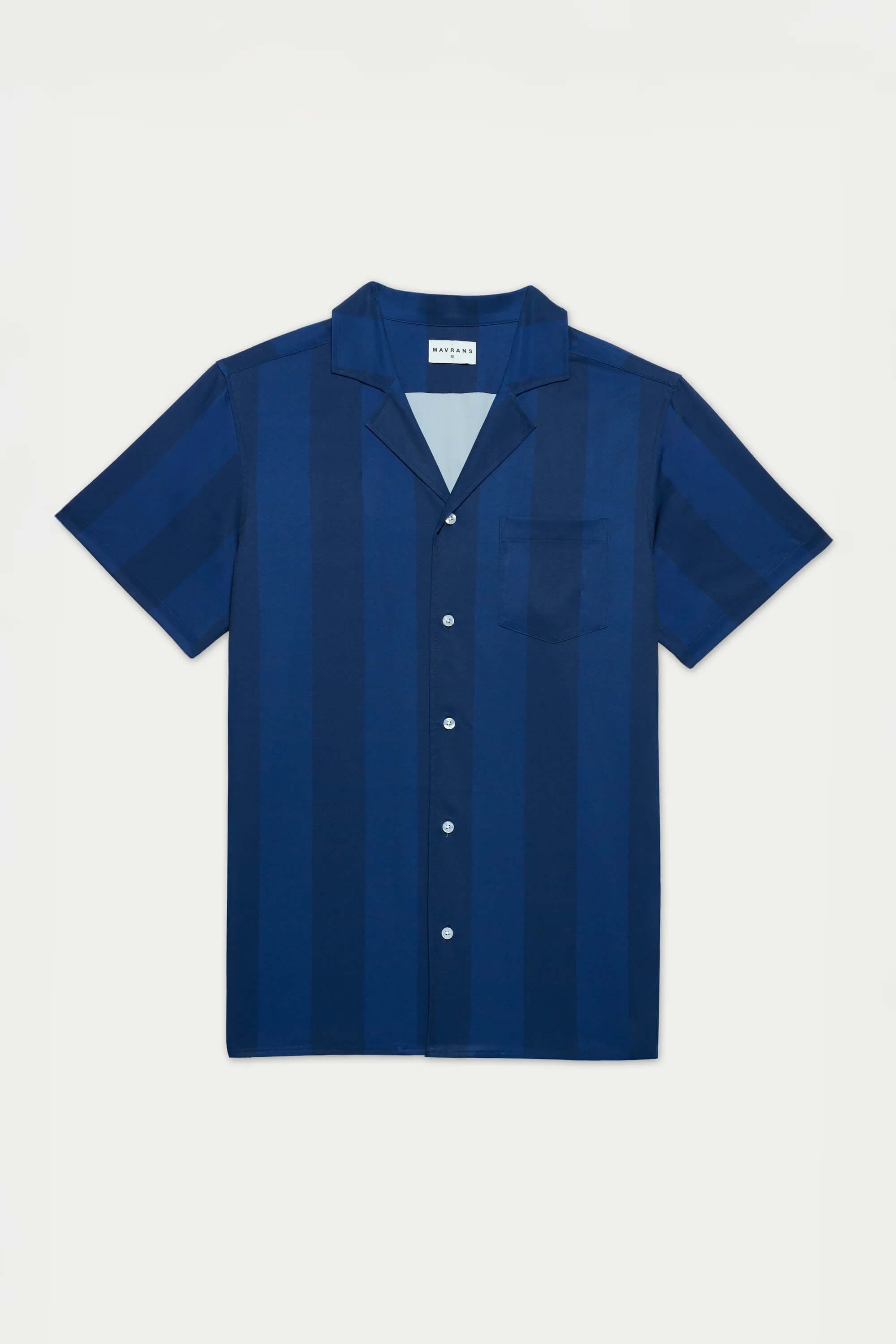 Mavrans Navy Tonal Cabana Weekend Shirt, laid flat against a light off-white background.