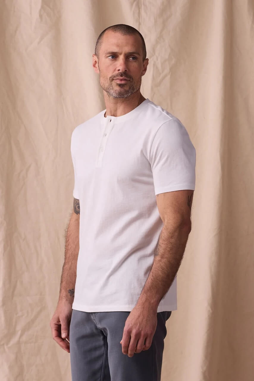 Jersey Henley Tee in White by The Normal Brand