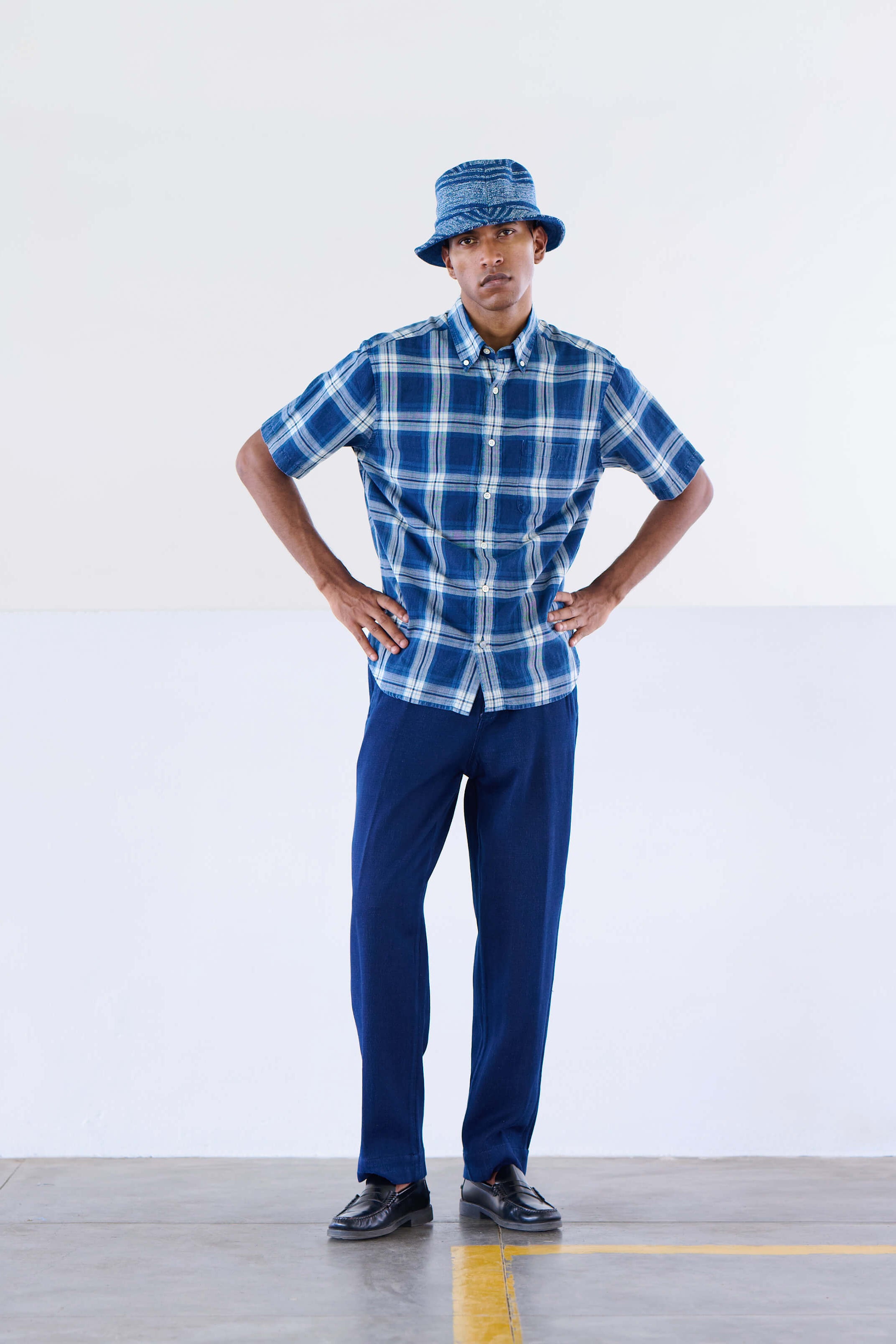 Original Madras No.6 Classic Button Down Collar Short Sleeve Shirt in 07 pattern