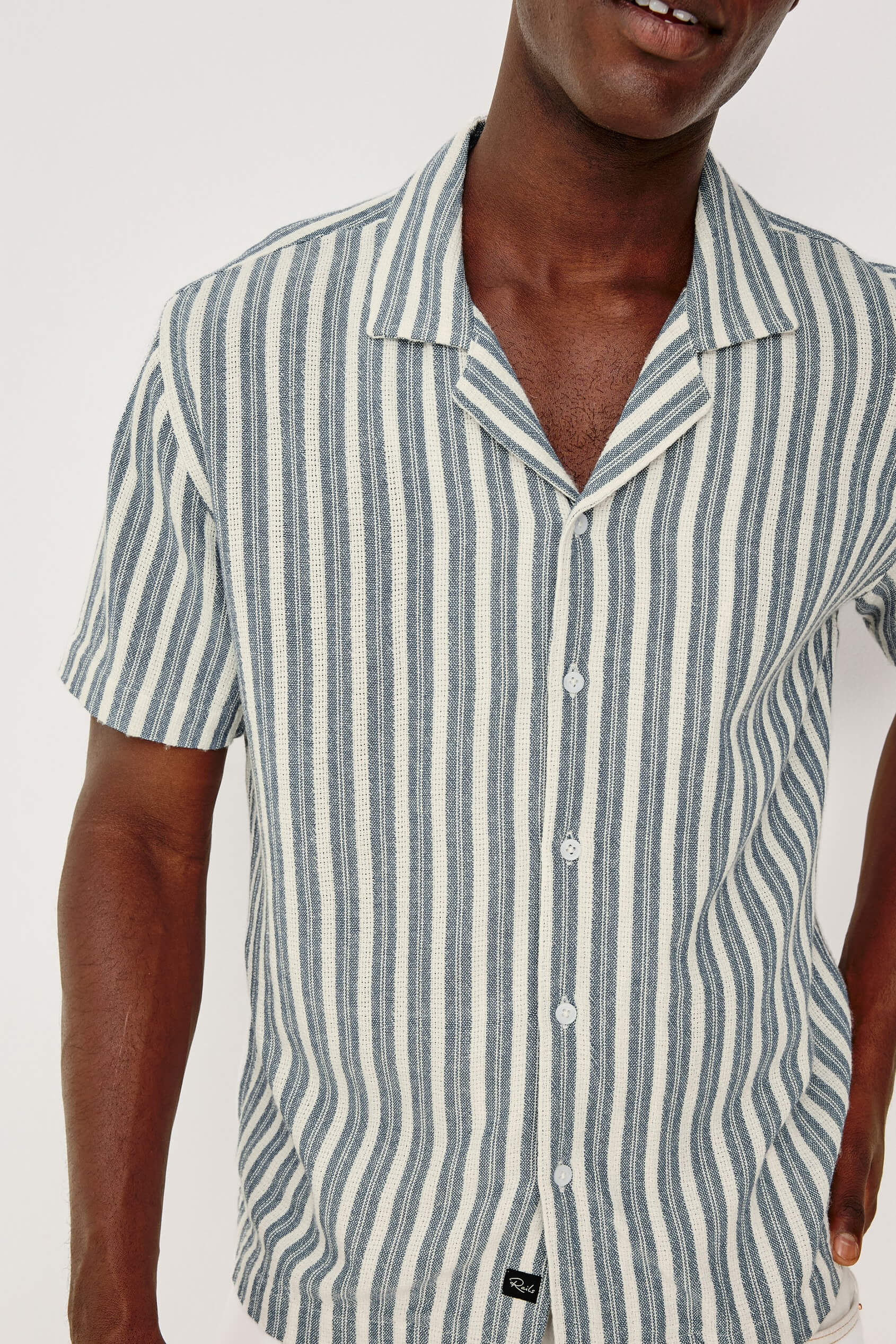 Rails Fielder Shirt in marine white stripe details