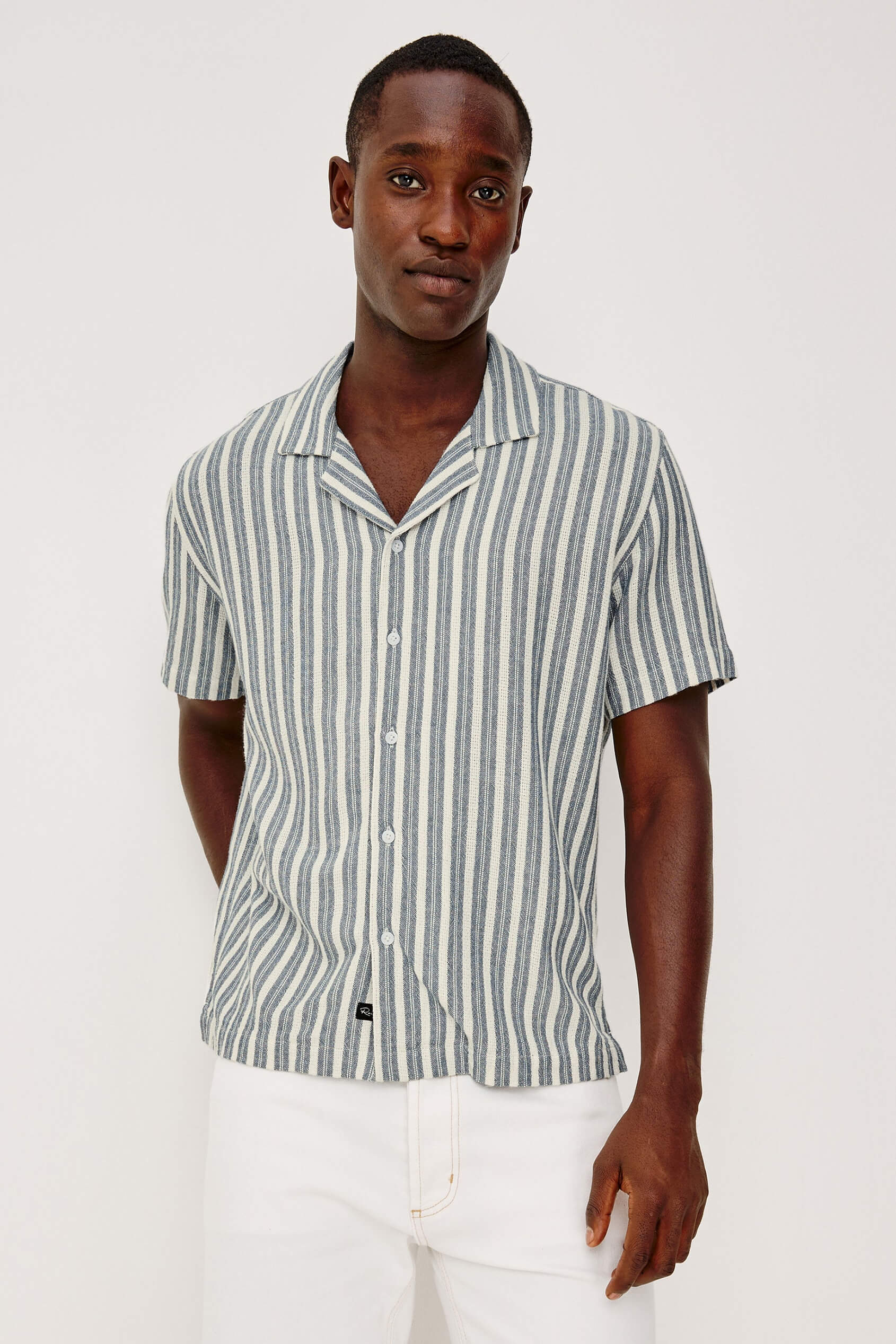 Rails Fielder Shirt in marine white stripe