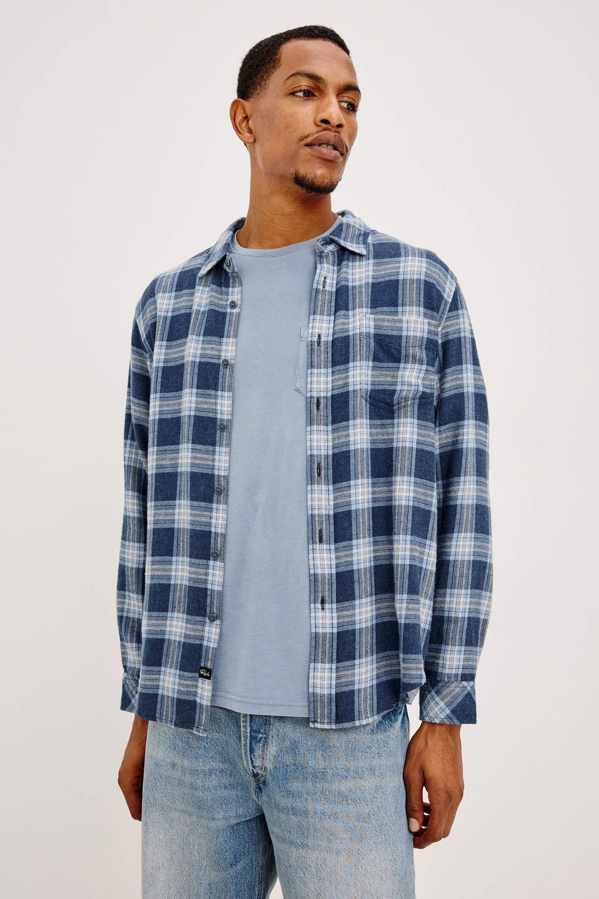 Rails Lennox Shirt men's plaid button-down with relaxed fit, spread collar, chest pocket and soft double-brushed fabric