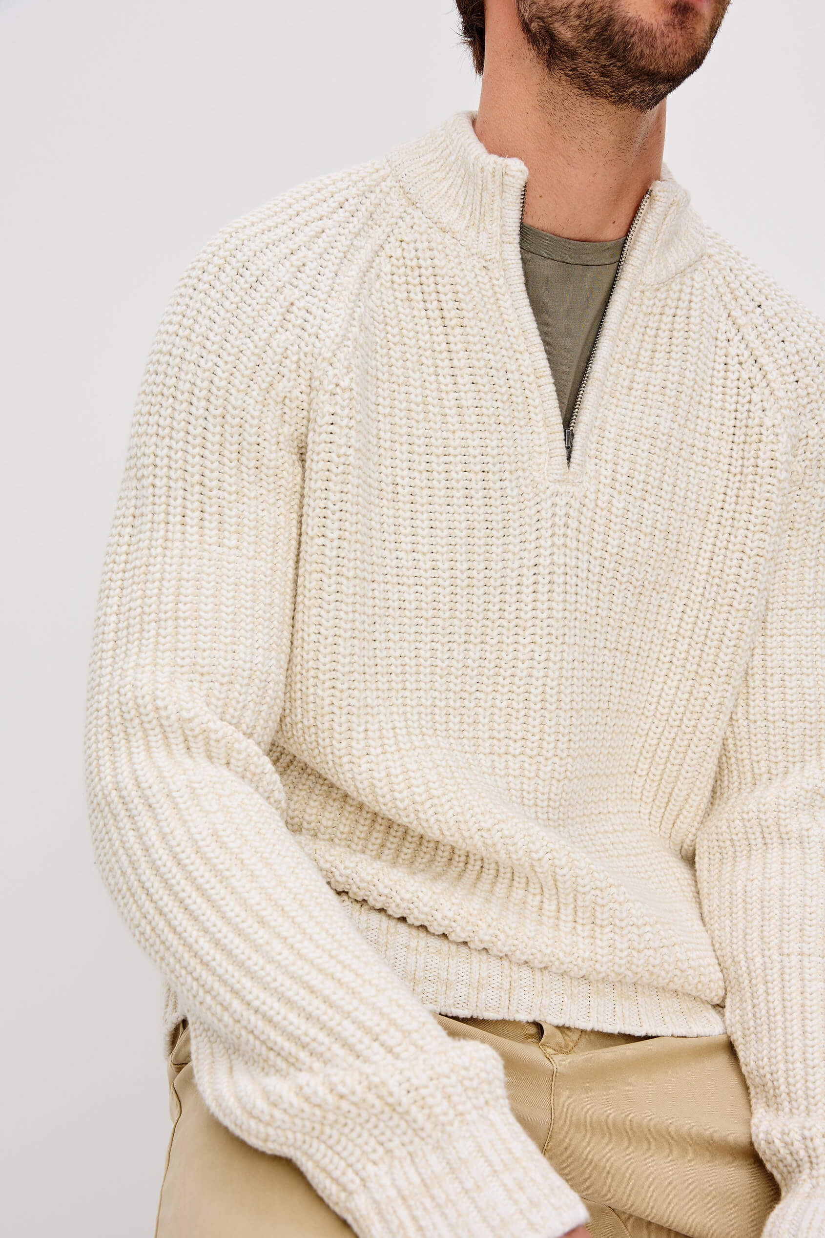 Rails Stratton Quarter Zip in snowdrift marl