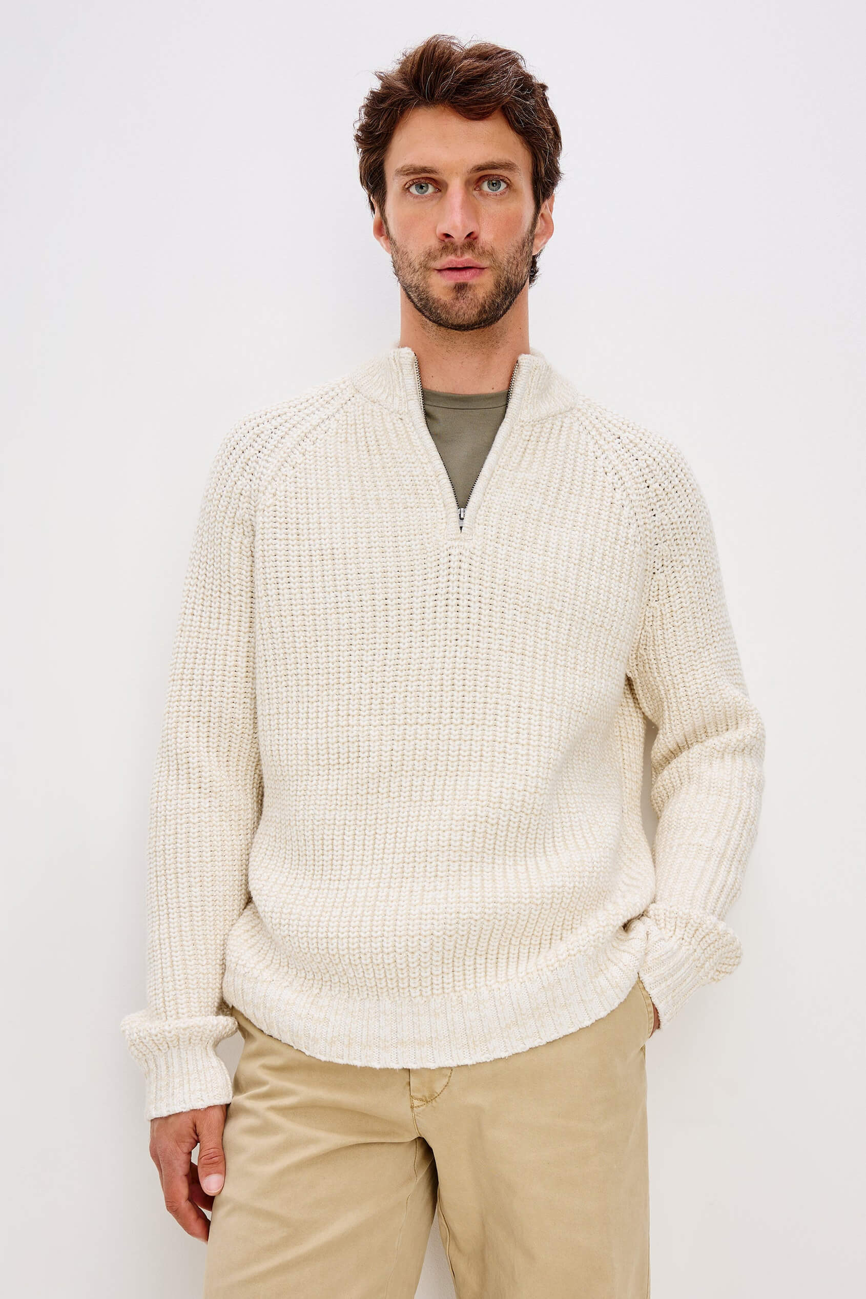 Rails Stratton Quarter Zip in snowdrift marl