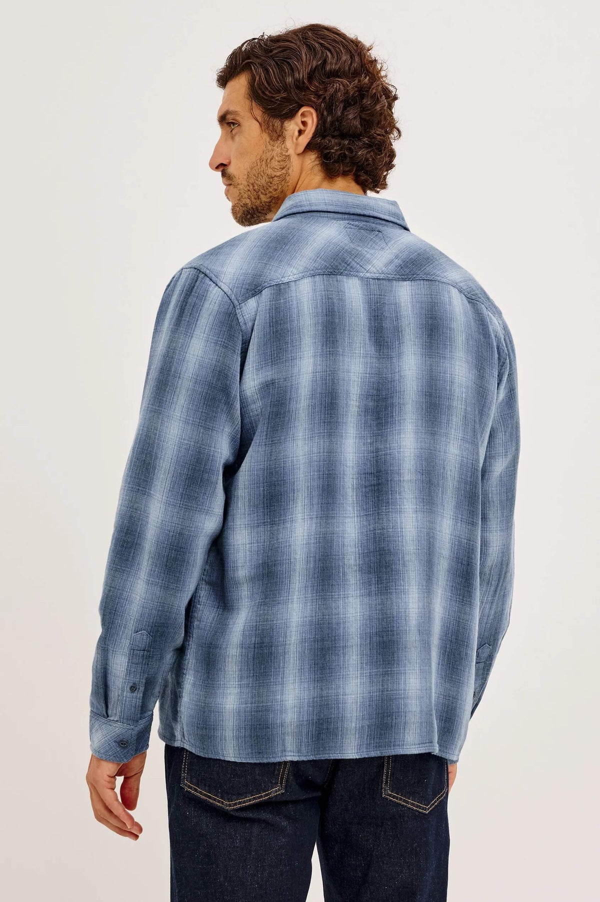 Rails Owens shirt in Blue Mist Shadow back fit