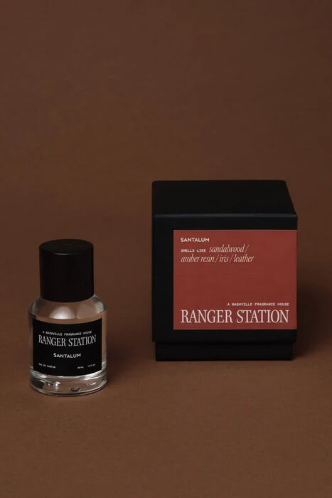 Ranger Station Santalum Perfume unisex sandalwood fragrance available in 10ml Quickdraw rollerball, 50ml and 100ml sizes.