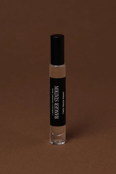 Ranger Station Two Trick Pony Perfume unisex woody amber fragrance available in 10ml Quickdraw rollerball, 50ml and 100ml sizes