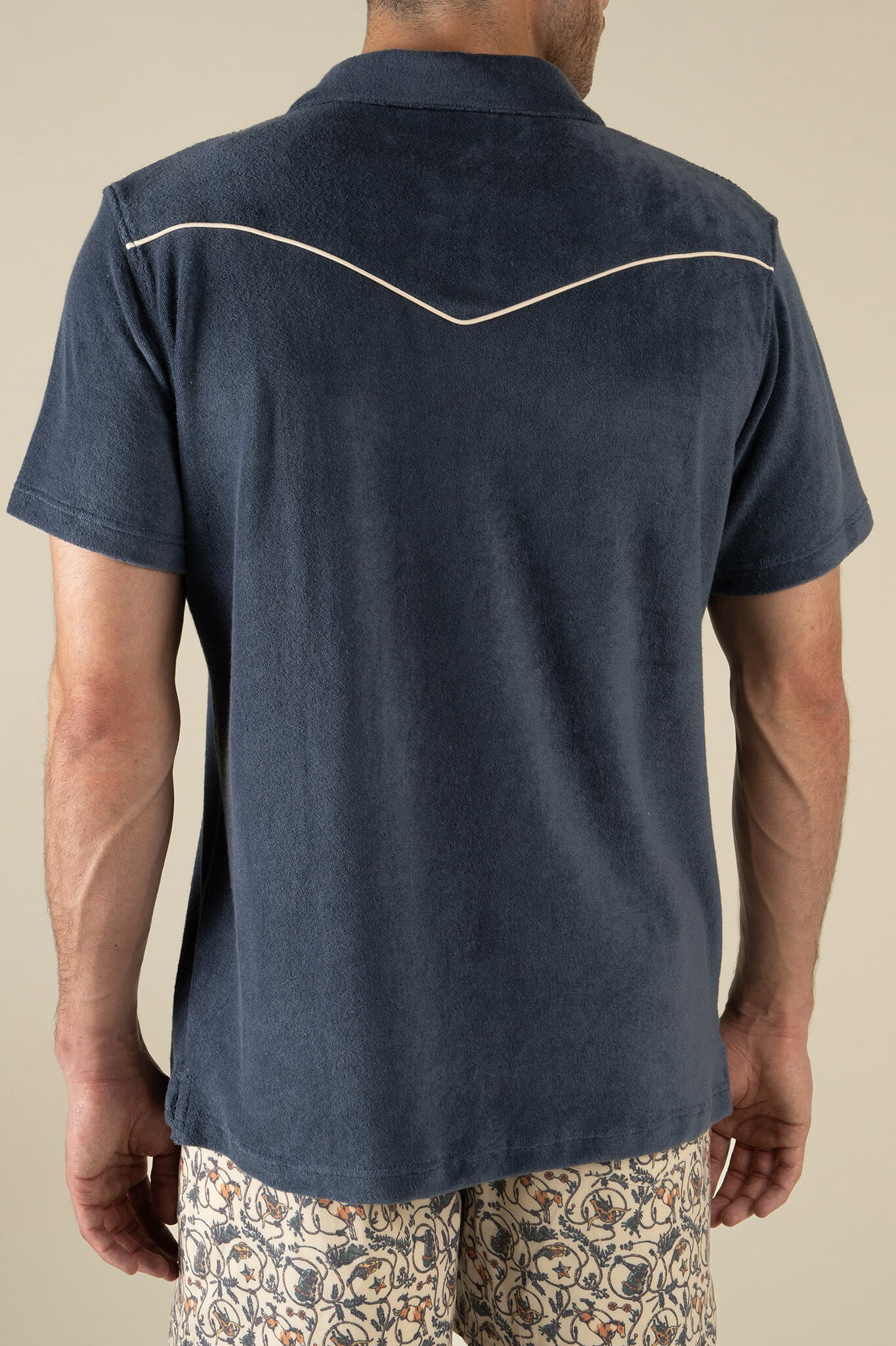 Sendero Cantina Terry Polo in vintage indigo back 