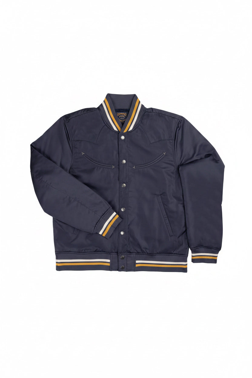Sendero Provisions Co. Diver Jacket men's satin bomber jacket with classic fit, ribbed trim and arrow pockets.