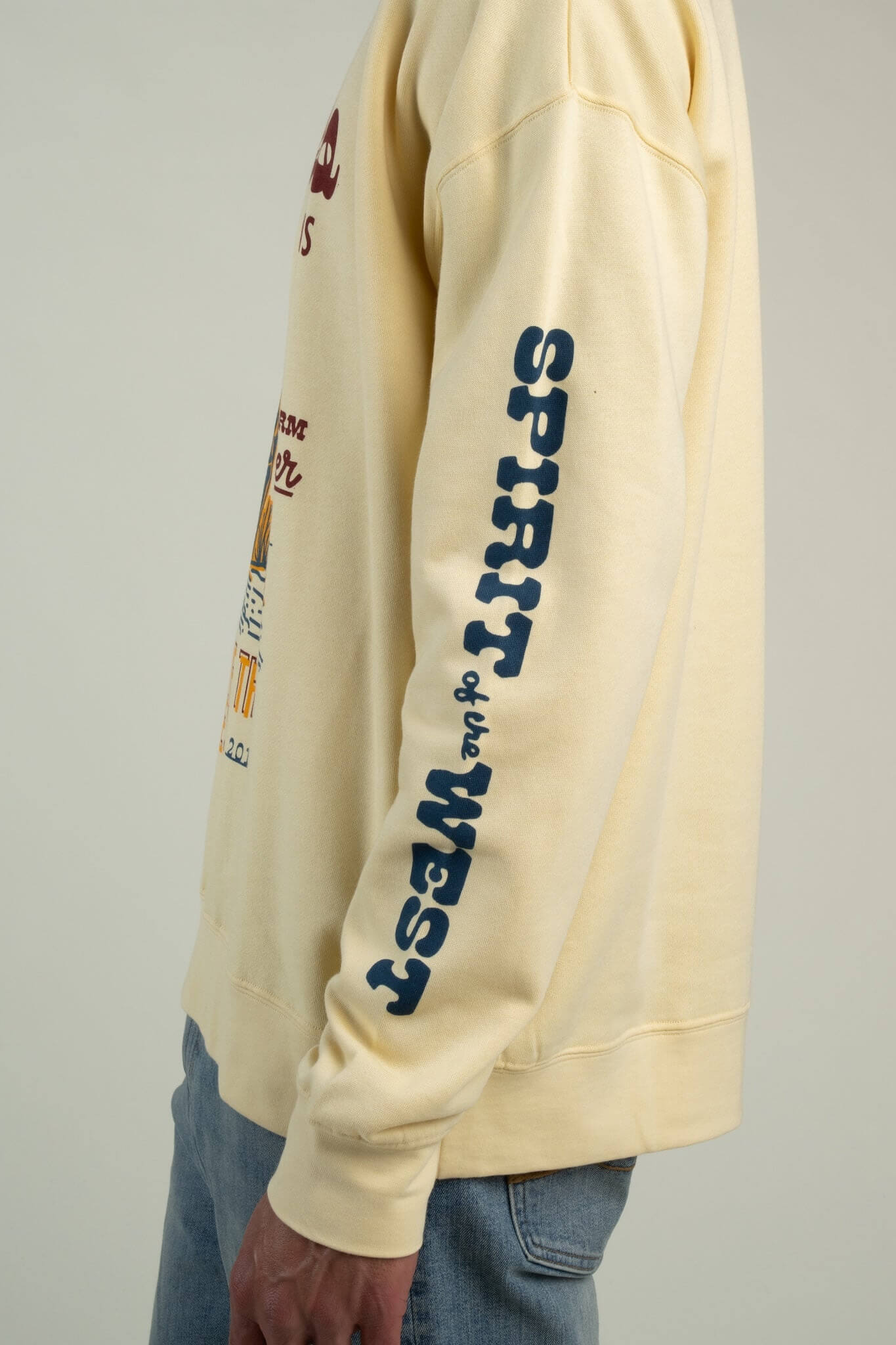 Sendero Provisions Co. Dusty Trails men's graphic crewneck sweatshirt with Western-inspired artwork.