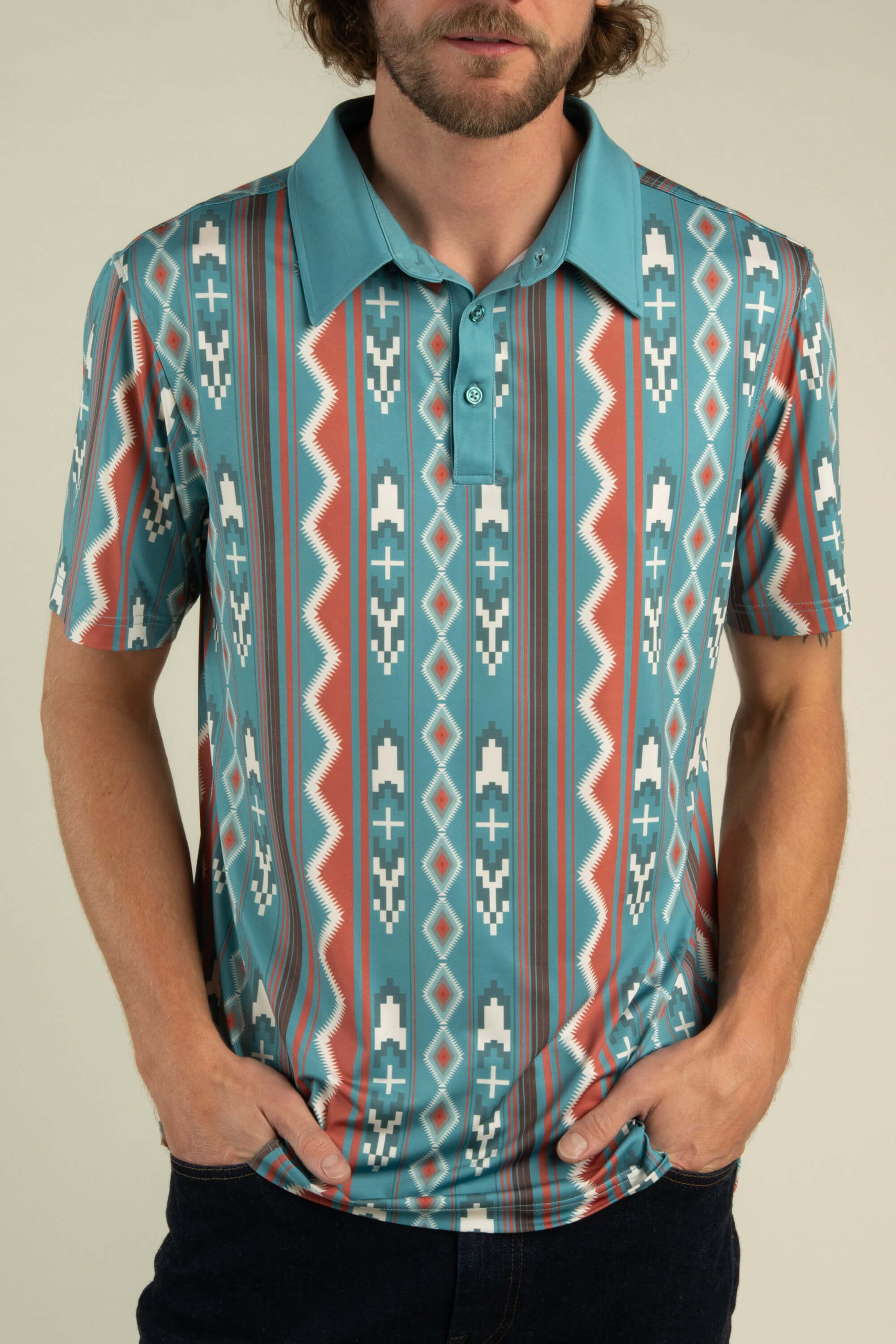 Sendero High Noon Performance Polo in nogales stripe short sleeve