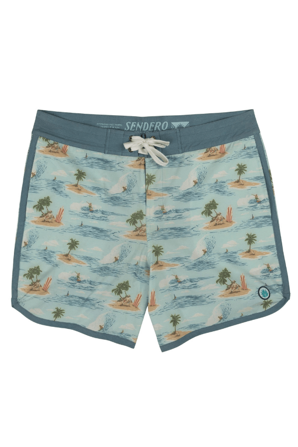 Sendero Point Bar Boardshorts in malibu cowboy