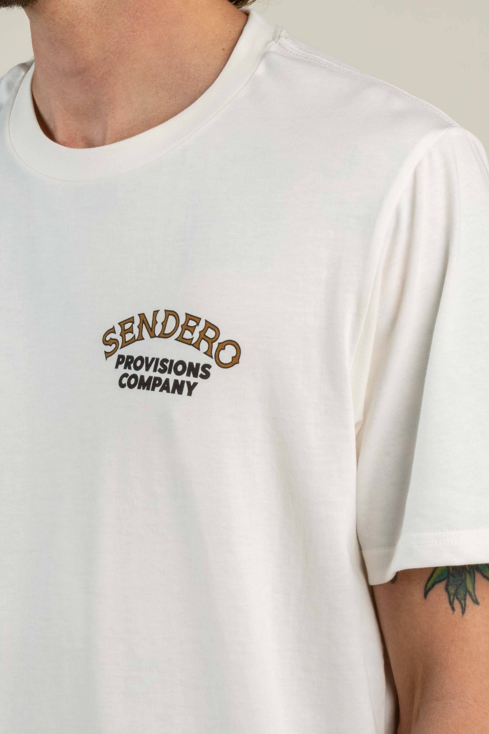 Sendero American Buffalo T-Shirt in Vintage White front detail close up