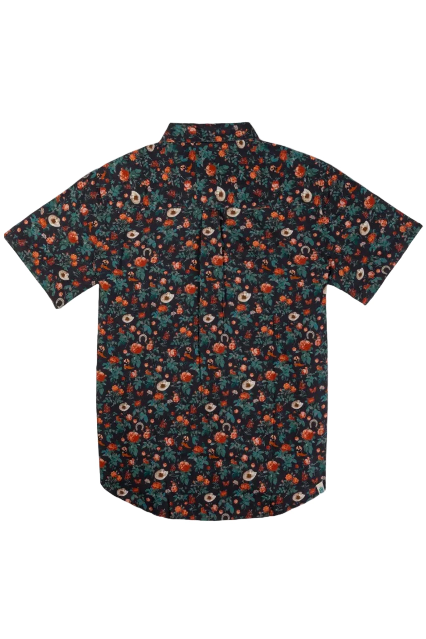 Short-sleeve shirt with a floral pattern on a white background