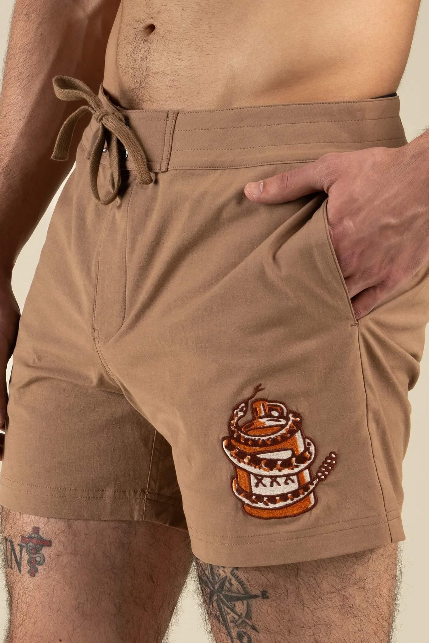 Sendero Marejada Boardshort in Light Brown side fit